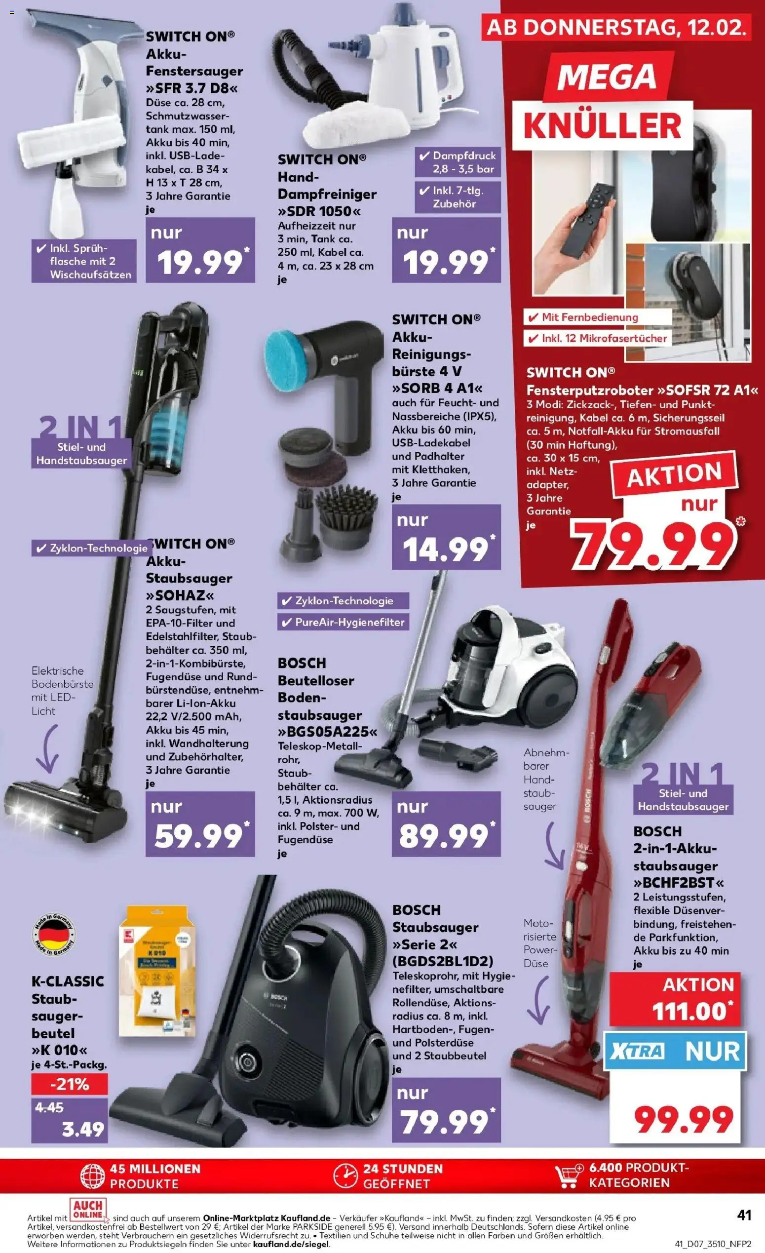 Kaufland prospekt Aue-Bad Schlema	 – gültig ab 16.02.2026 | Seite: 41 | Produkte: Kabel, Bosch, Staubsauger, Bürste