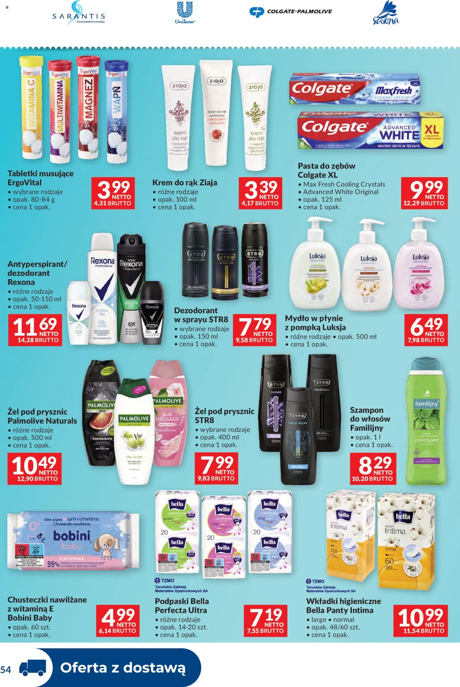 Makro Gazetka - Dystrybucja do sklepów od 20.01.2026 | Strona: 54 | Produkty: Podpaski bella, Prysznic, Krem do rąk, Dezodorant