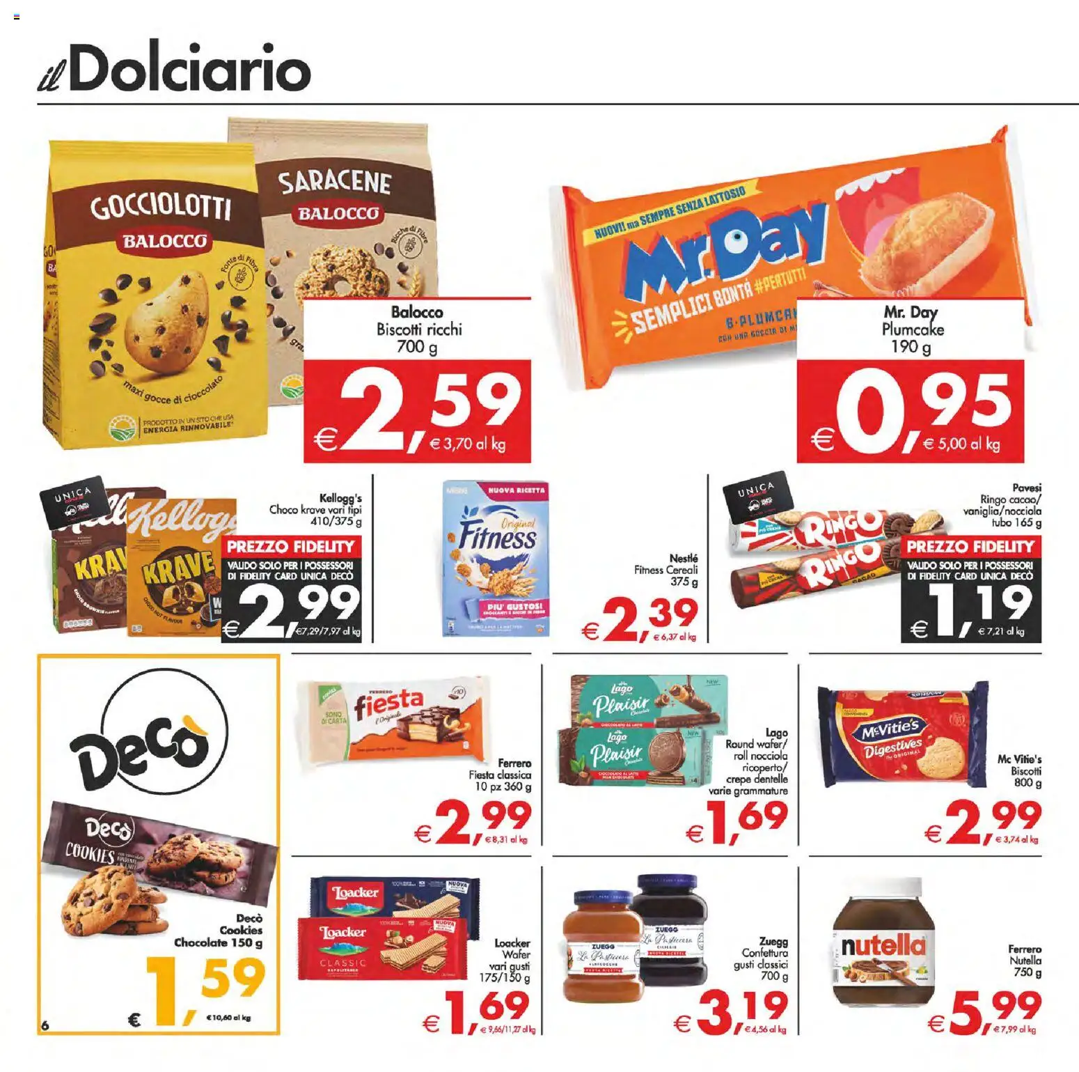 Volantino Decò del 24.10.2025 | Pagina: 6 | Prodotti: Biscotti, Latte, Tubo, Nutella
