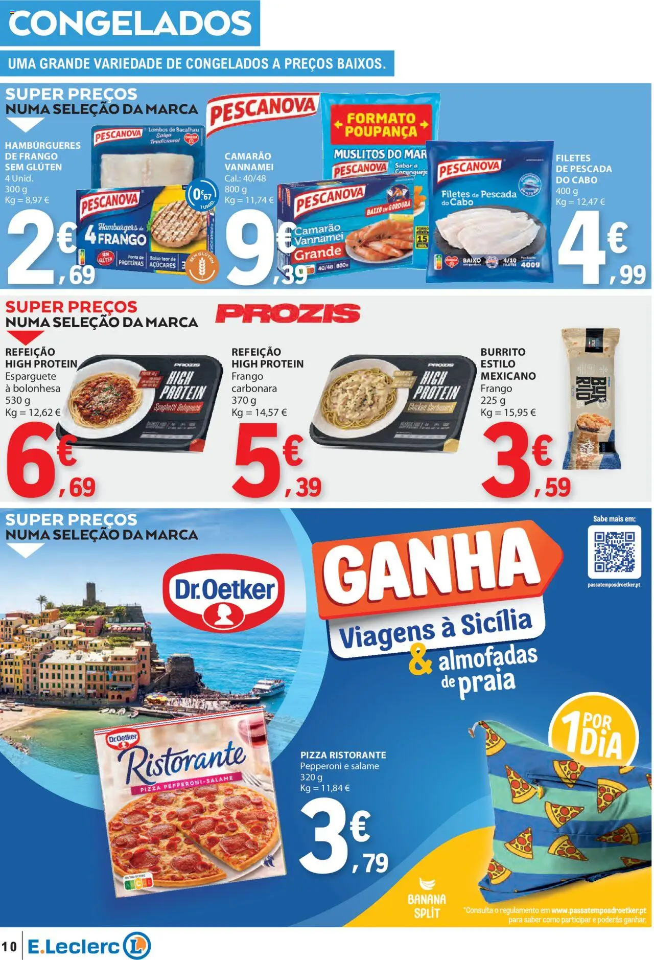 E.Leclerc folheto │ válido de 31.07.2025 | Página: 10 | Produtos: Esparguete, Cabo, Banana, Pescada