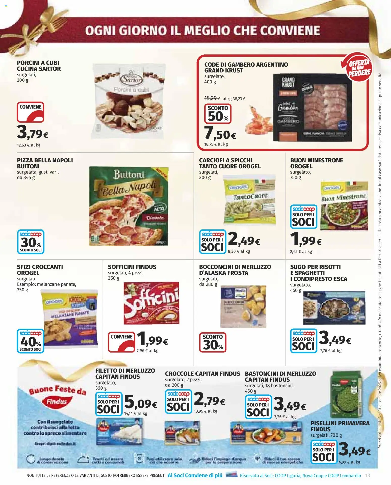 Volantino COOP del 18.12.2025 | Pagina: 13 | Prodotti: Minestrone, Pizza, Merluzzo, Melanzane