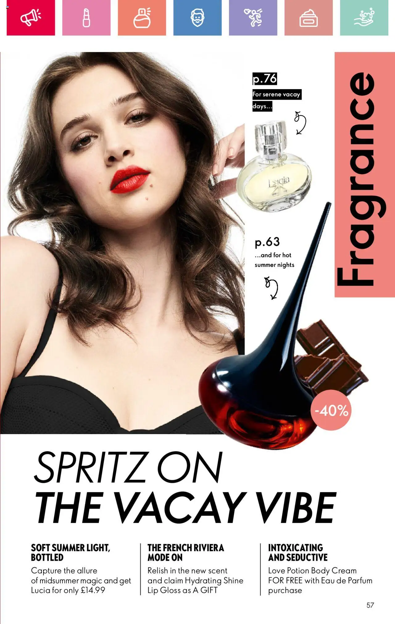  | Page: 57 | Products: Fragrance, Lip gloss, Body cream, Cream