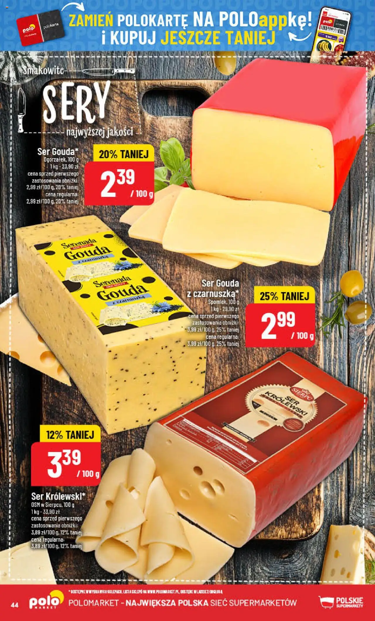 POLOmarket Gazetka od 08.10.2025 | Strona: 44 | Produkty: Sery, Ser, Ser gouda