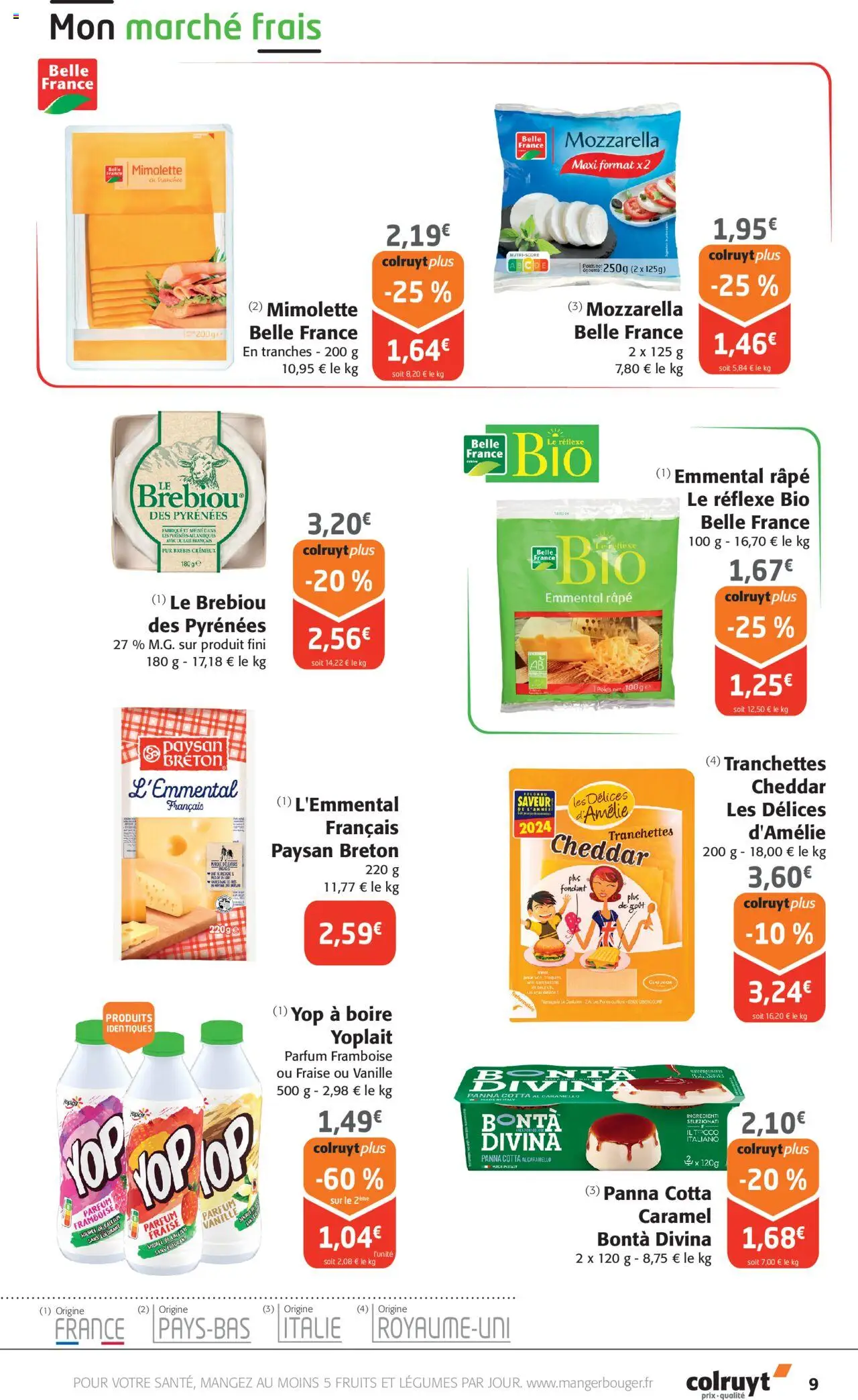  | Page: 9 | Produits: Fraise, Poids, Emmental, Lait