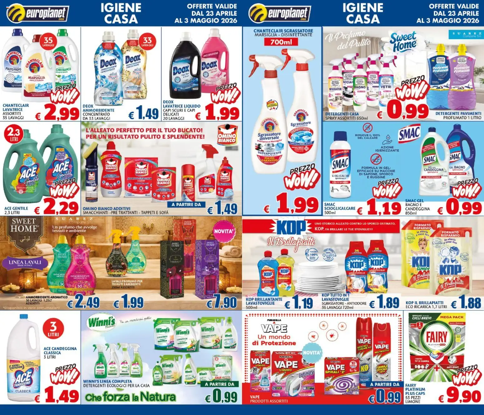 Volantino Europlanet Casa del 23.04.2026 | Pagina: 4 | Prodotti: Detergente, Candeggina, Sofá, Bagno