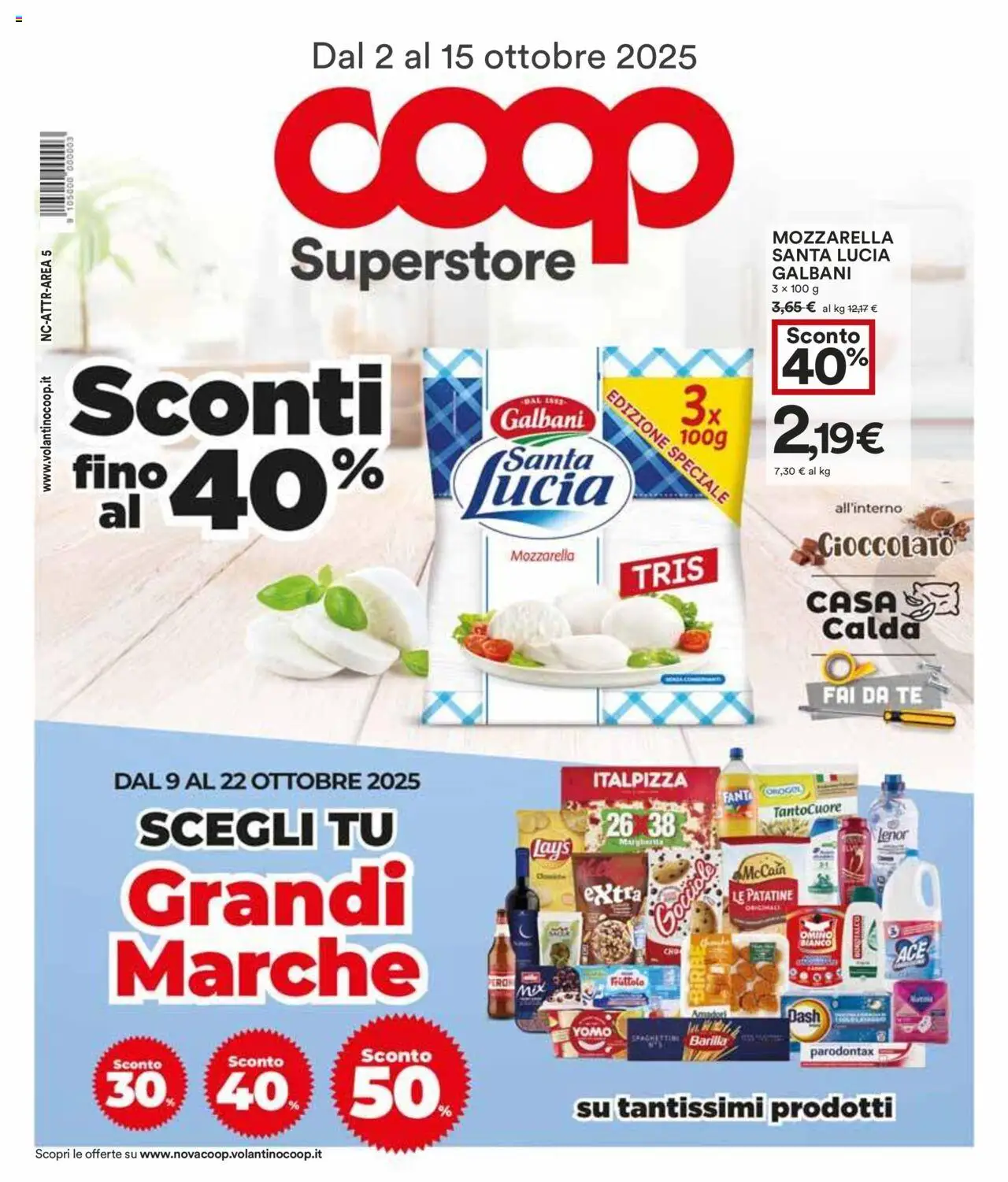 Volantino COOP del 02.10.2025 | Pagina: 1 | Prodotti: Cioccolato, Tè, Patatine, Mozzarella