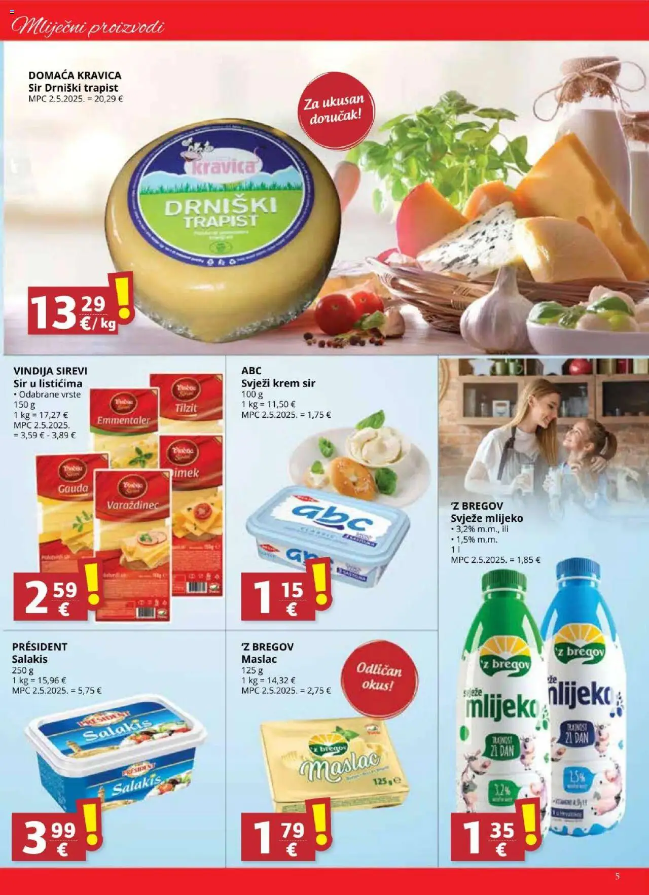 Ultra Gros katalog | vrijedi od 10.09.2025 | Stranica: 5 | Proizvodi: Krem sir, Mlijeko, Maslac, Trapist
