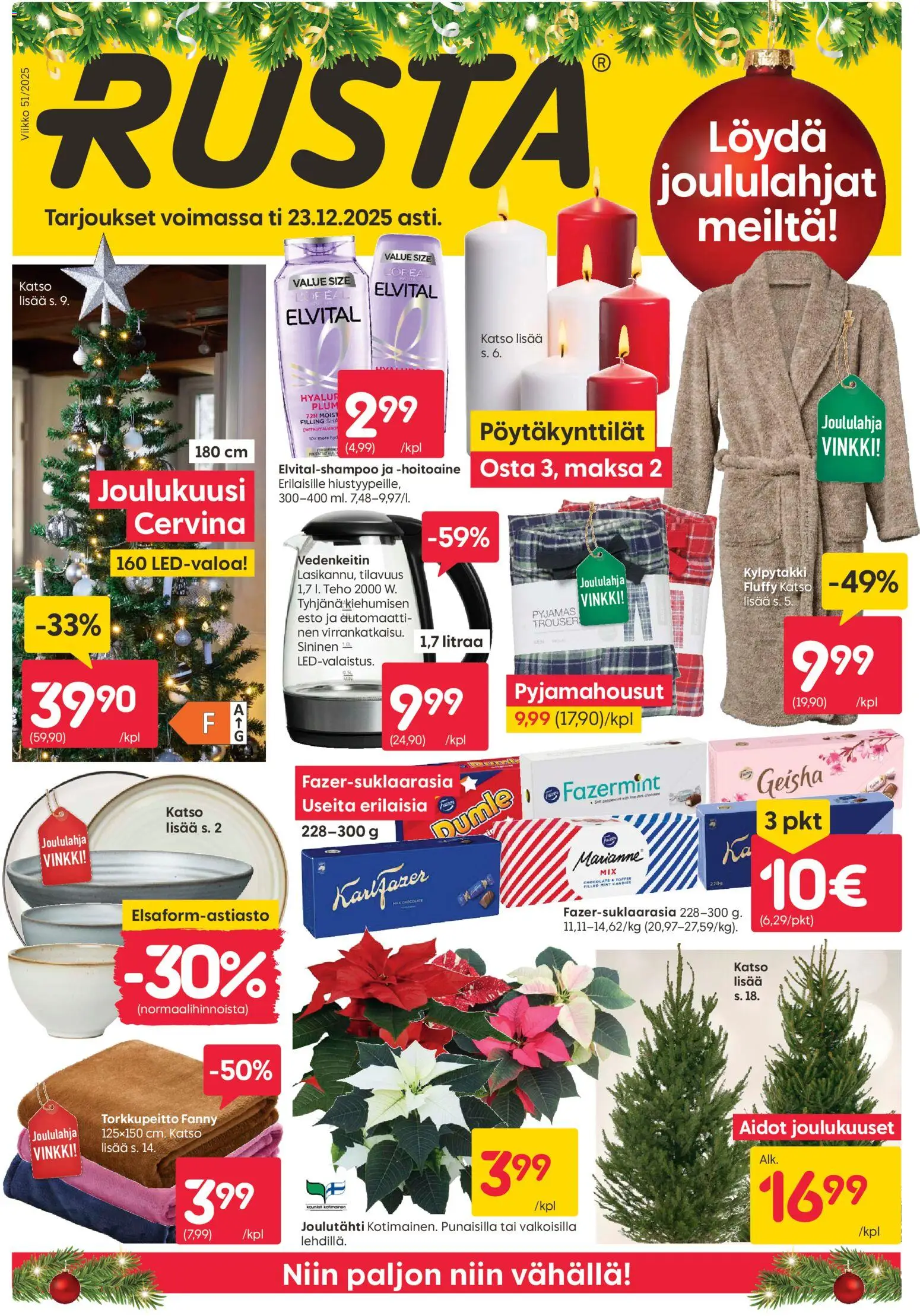 Rusta tarjoukset – voimassa 15.12.2025 alkaen | Sivu: 1 | Tuotteet: Vedenkeitin, Hoitoaine, Kylpytakki