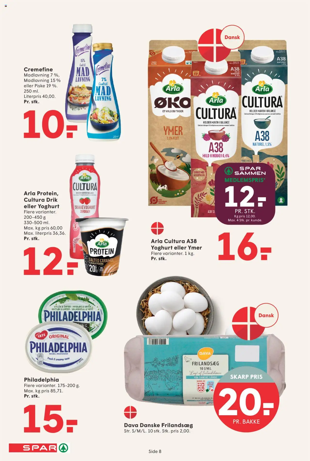 Spar Tilbudsavis gyldig fra 01.08.2025 | Side: 8 | Produkter: Jordbær, Ymer, Hvidløg, Hindbær