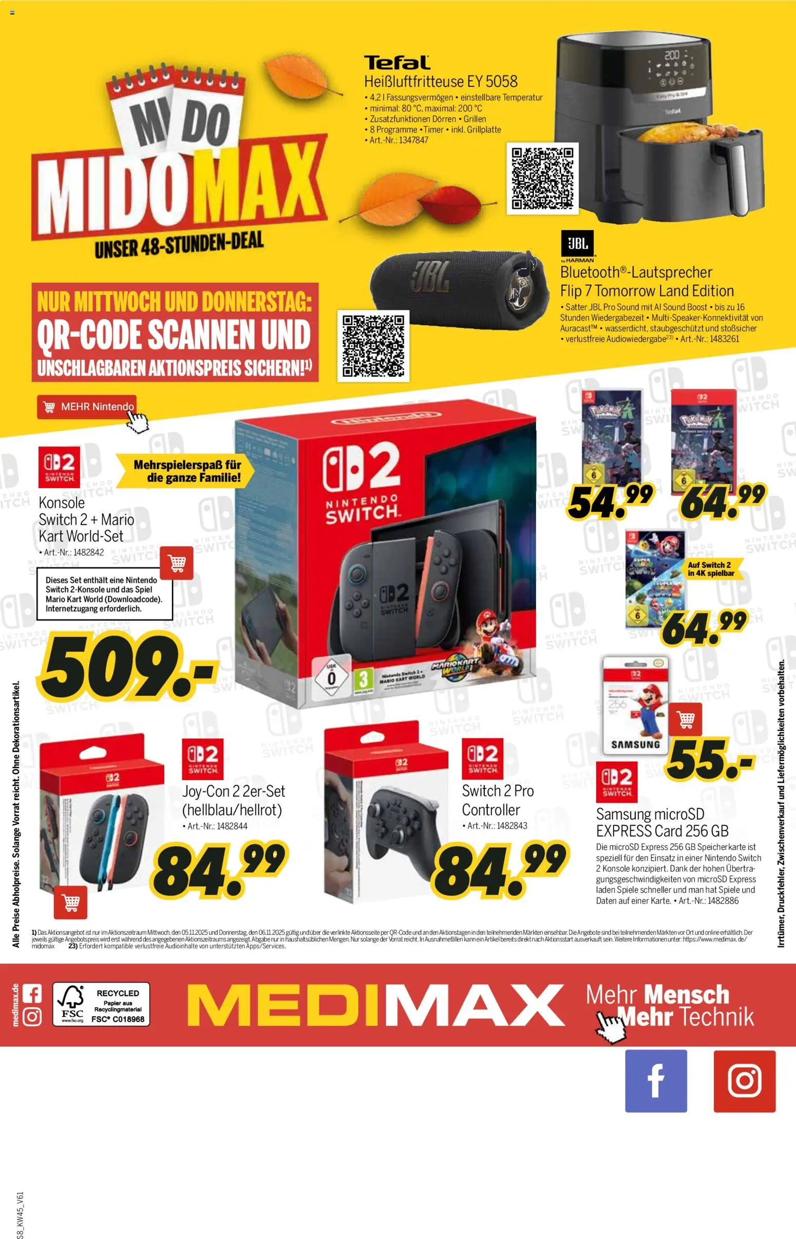 Medimax Prospekt 	 – gültig ab 31.10.2025 | Seite: 8 | Produkte: Spiel, Speicherkarte, Samsung, Heißluftfritteuse