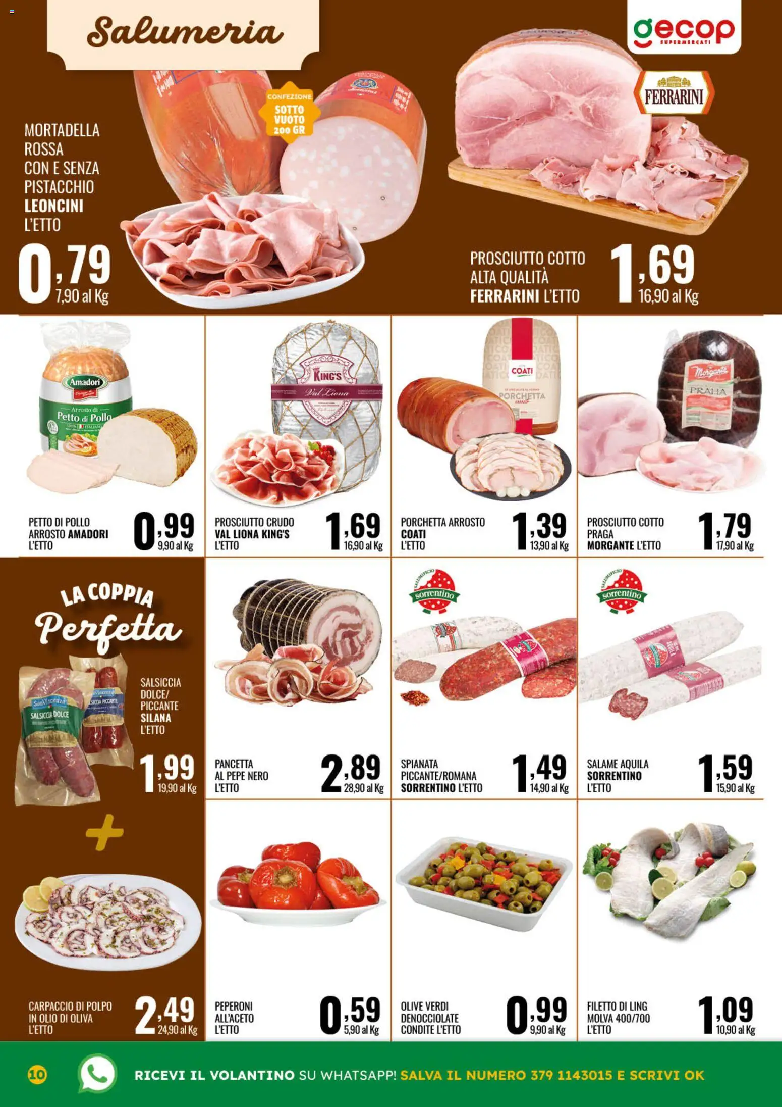 Volantino GECOP del 23.02.2026 | Pagina: 10 | Prodotti: Petto di Pollo, Prosciutto Cotto, Salame, Peperoni