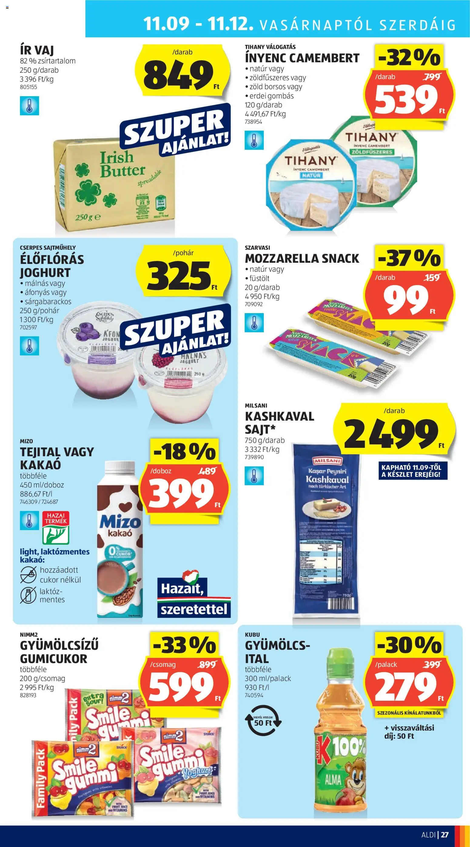 Aldi akciós ujság - amely érvényes a következő dátumtól: 06.11.2025 | Oldal: 35 | Termékek: Gyümölcs, Gumicukor, Tihany, Vaj