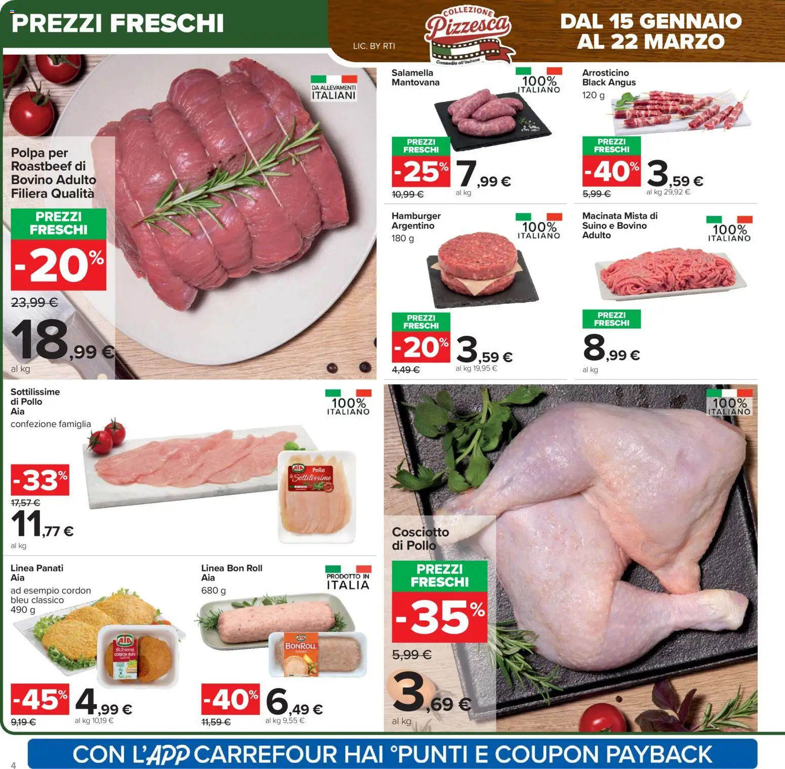 Volantino Carrefour del 02.03.2026 | Pagina: 4 | Prodotti: Bovino, Salamella, Suino, Hamburger