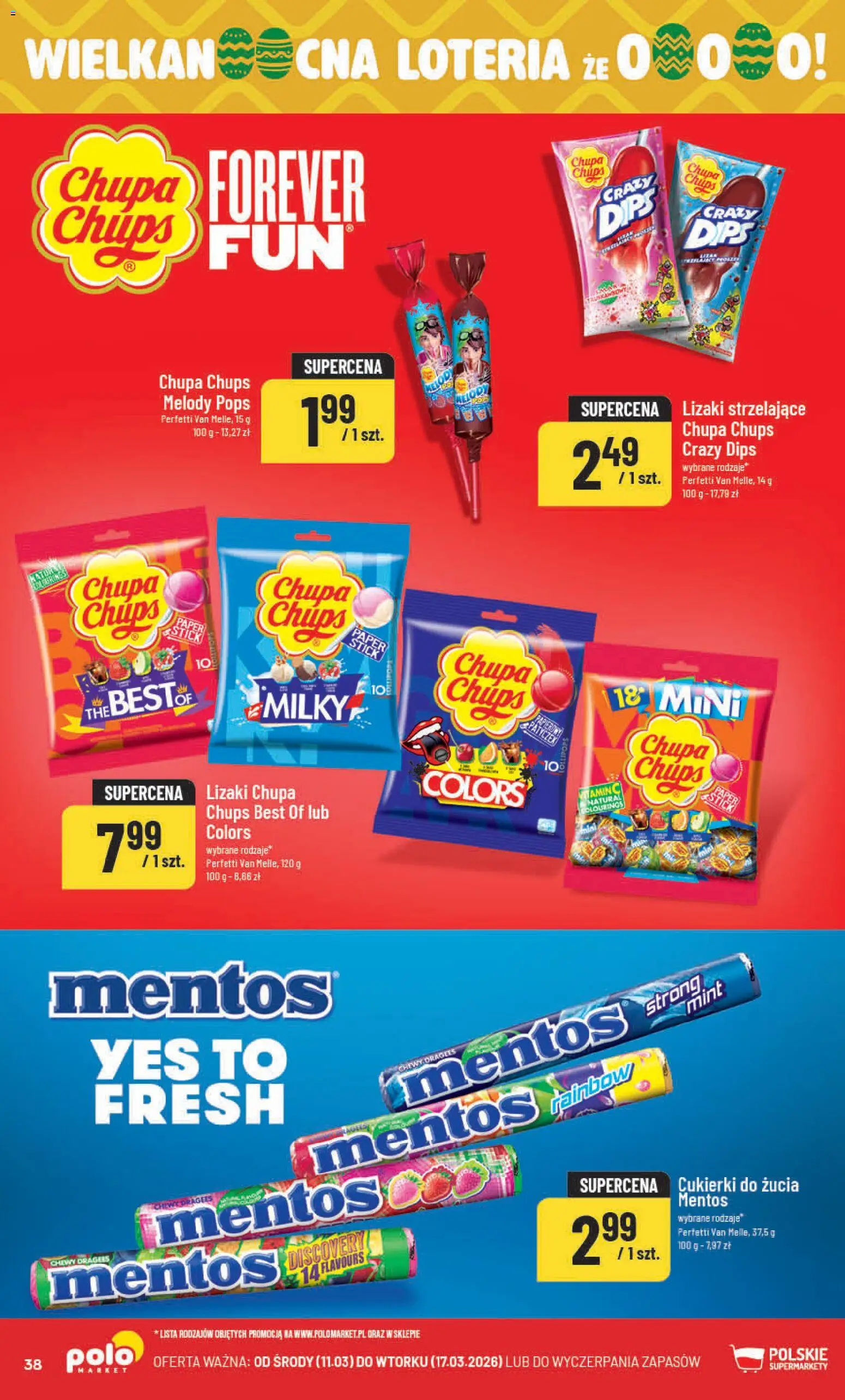 POLOmarket gazetka od 11.03.2026 | Strona: 38 | Produkty: Lizaki, Cukierki
