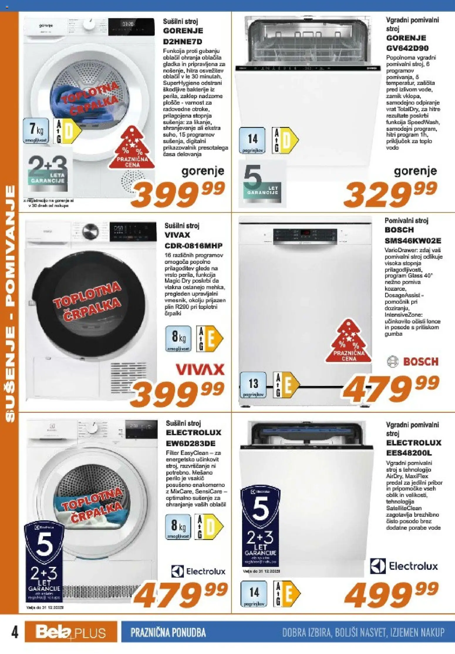 Novi Bela plus katalog ponudbe – veljaven od 15.12.2025 | Stran: 4 | Izdelki: Črpalka, Susilni stroj, Pomivalni stroj, Voda