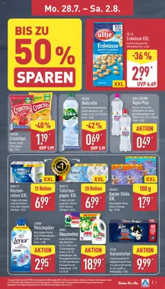 Aldi Prospekt 	 - gültig ab dem 28.07.2025 | Seite: 7 | Produkte: Katzenfutter, Ariel, Mineralwasser, Kuchen
