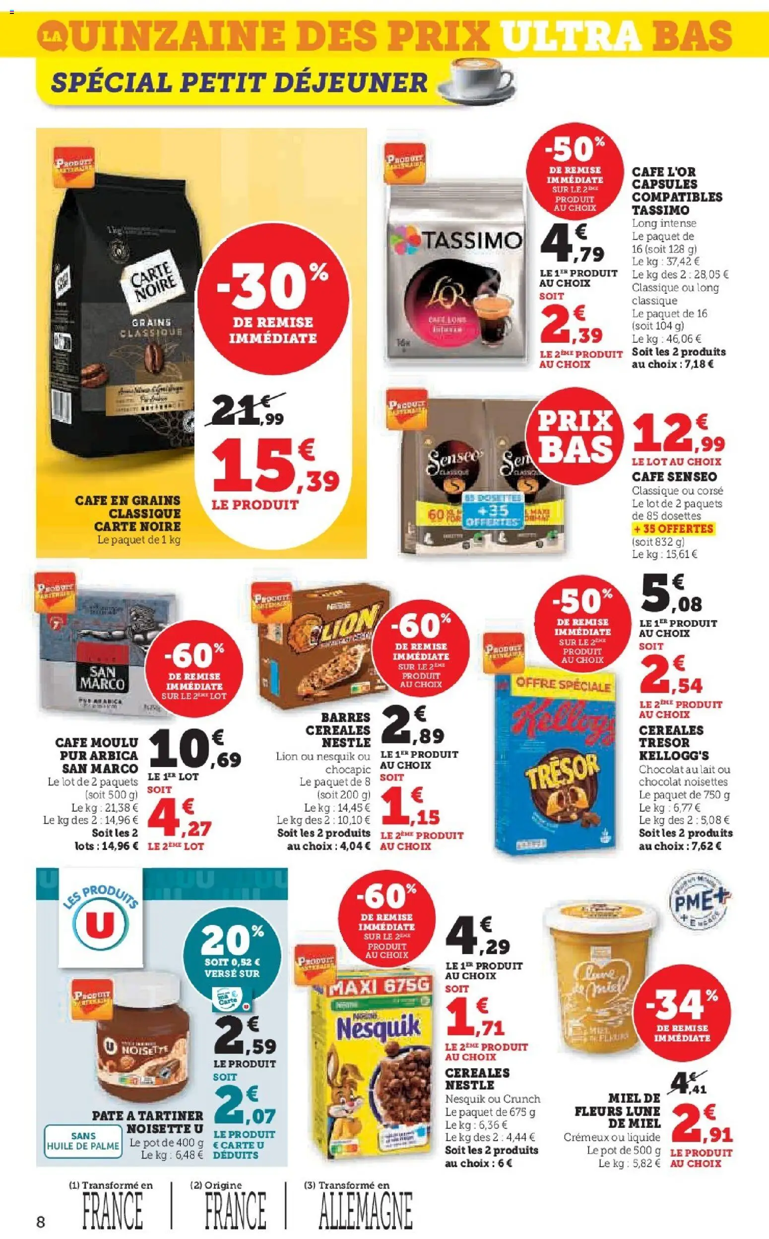 {H1} | Page: 8 | Produits: Chocapic, Pâte à tartiner, Miel, Lait