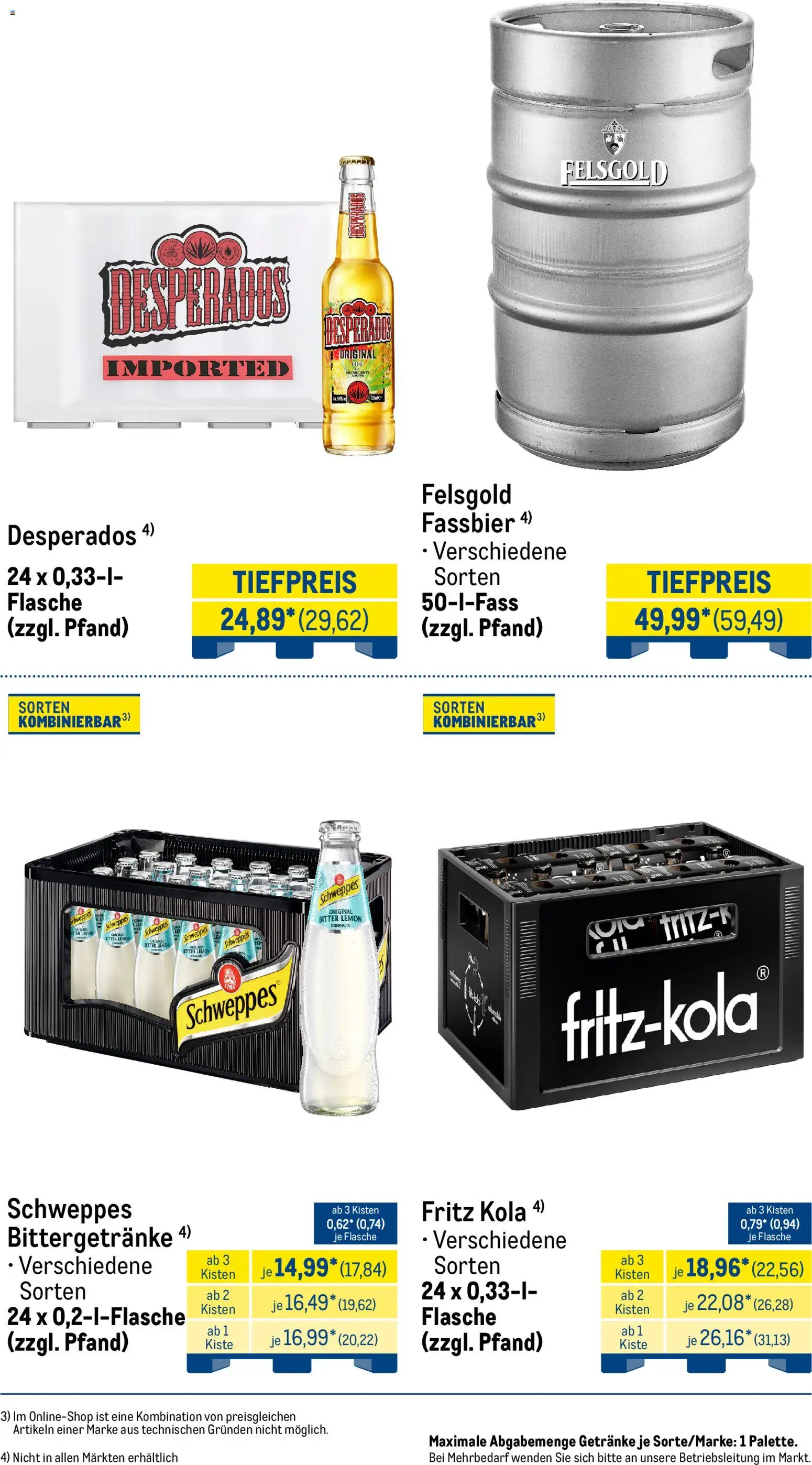 Metro Monats-Menü – gültig ab 01.03.2026 | Seite: 25 | Produkte: Bier, Fritz kola, Schweppes, Desperados