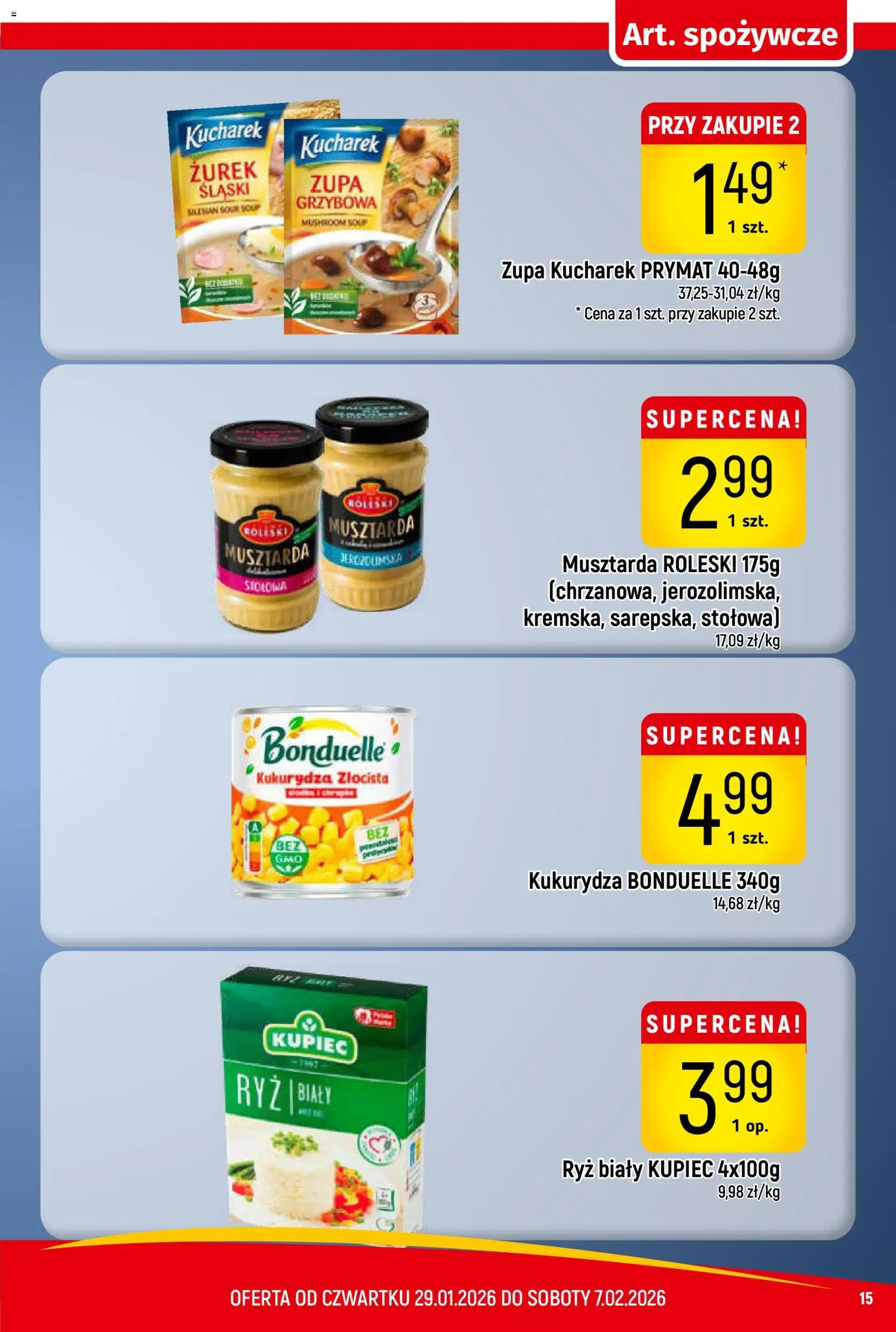 Piotruś Pan Gazetka od 29.01.2026 | Strona: 15 | Produkty: Kukurydza, Zurek, Zupa, Ryż