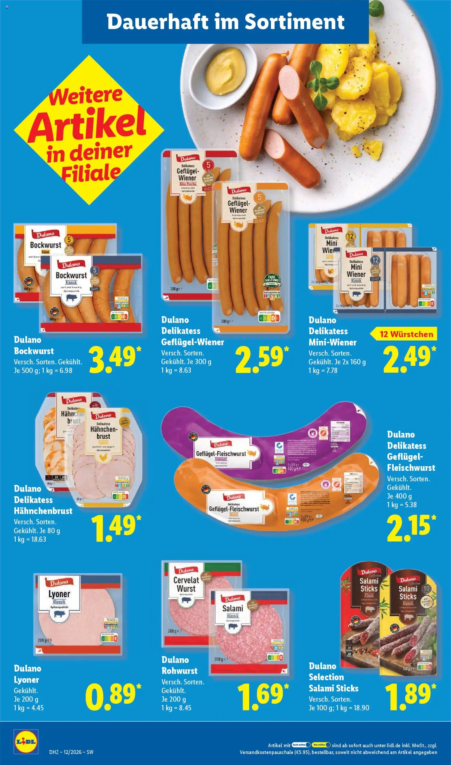 Lidl Prospekt Gundelsheim – gültig ab 16.03.2026 | Seite: 24 | Produkte: Bockwurst, Hahnchen, Wurst, Salami