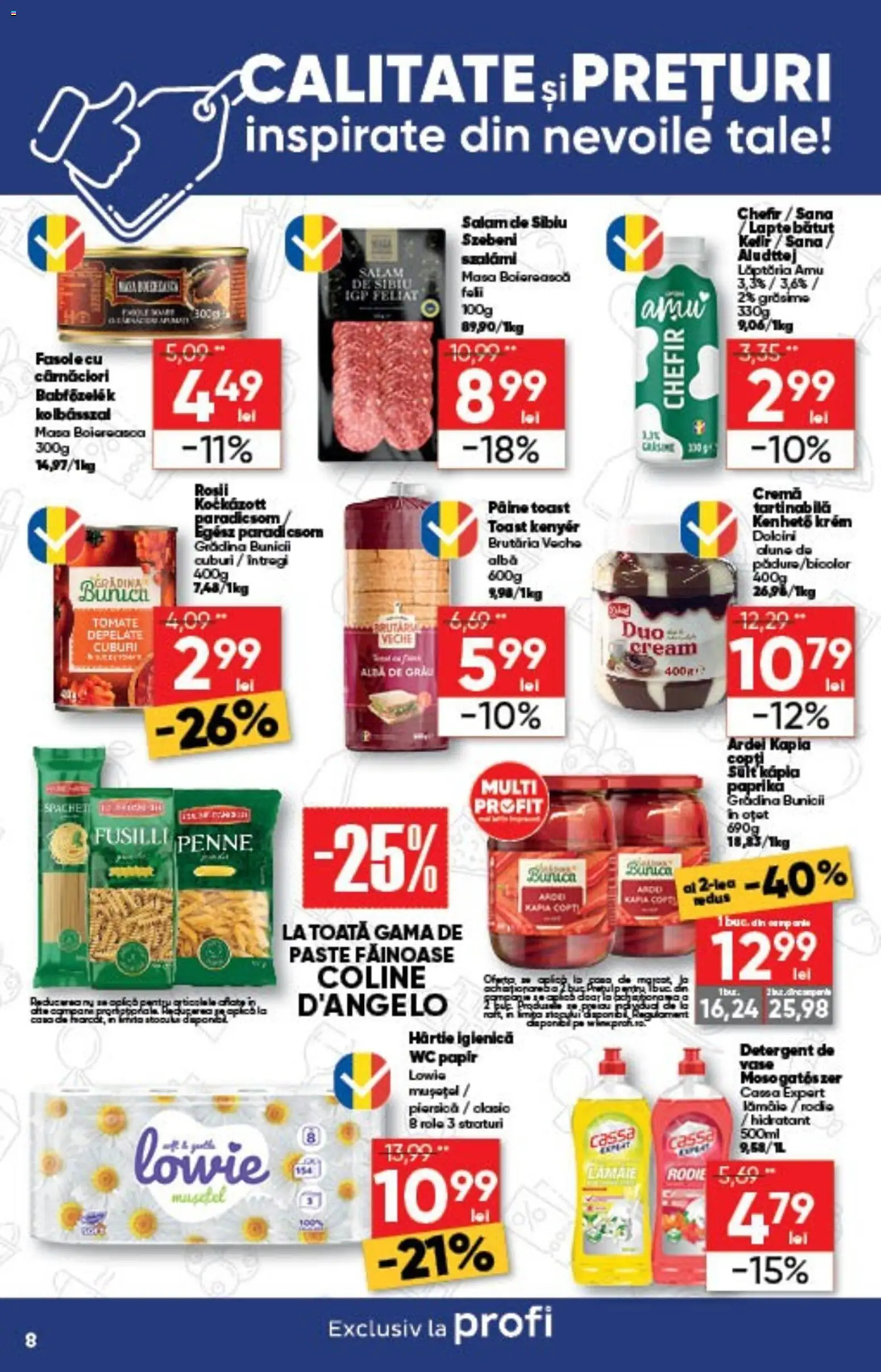 Noul catalog Profi – valabil de la 18.03.2026 | Pagină: 8 | Produse: Masă, Pâine, Kefir, Paste