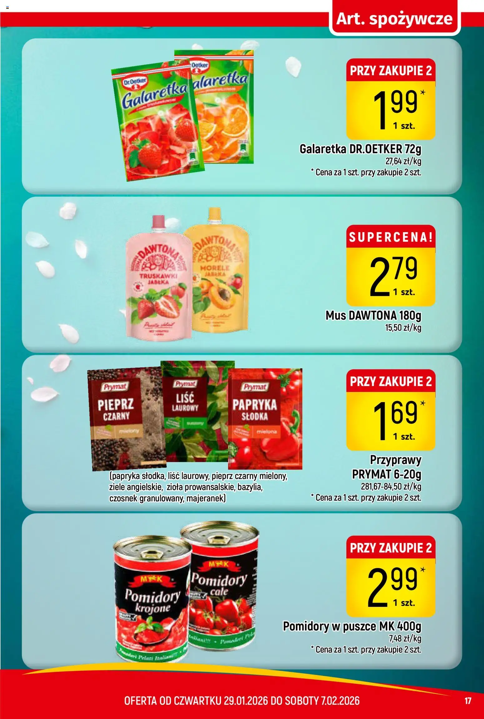 Piotruś Pan Gazetka od 29.01.2026 | Strona: 17 | Produkty: Liśc laurowy, Papryka, Pomidory w puszce, Pieprz