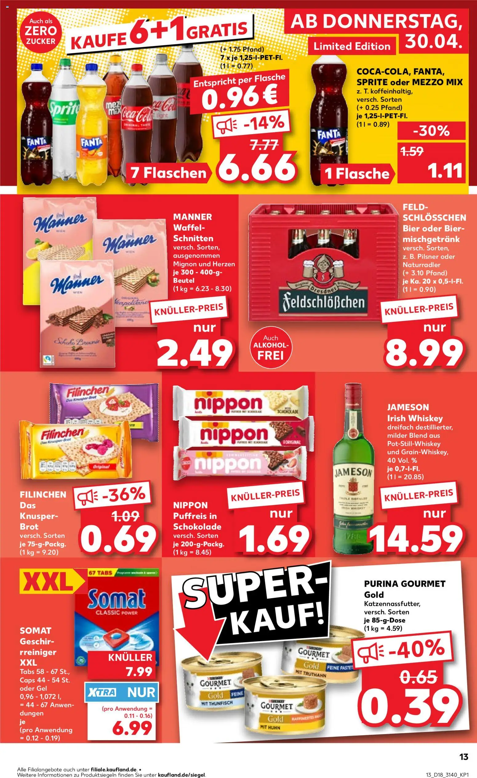 Kaufland Prospekt Leipzig	 – gültig ab 30.04.2026 | Seite: 13 | Produkte: Coca cola, Sprite, Zucker, Purina gourmet gold