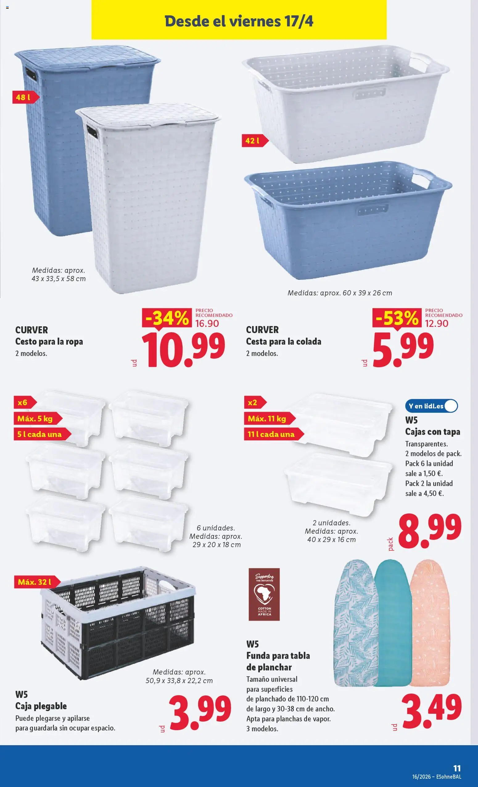 Lidl folleto de bazar │ válido desde el 13.04.2026 | Página: 19 | Productos: Funda para tabla de planchar, Funda, Caja, Cesta