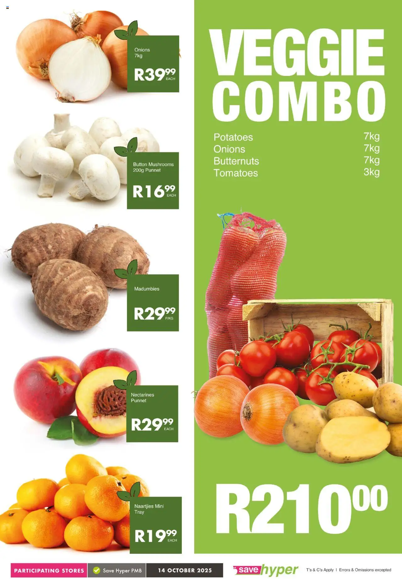 New Save catalogue – valid from 14.10.2025 | Page: 3 | Products: Mushrooms, Tray, Tomatoes, Nectarines