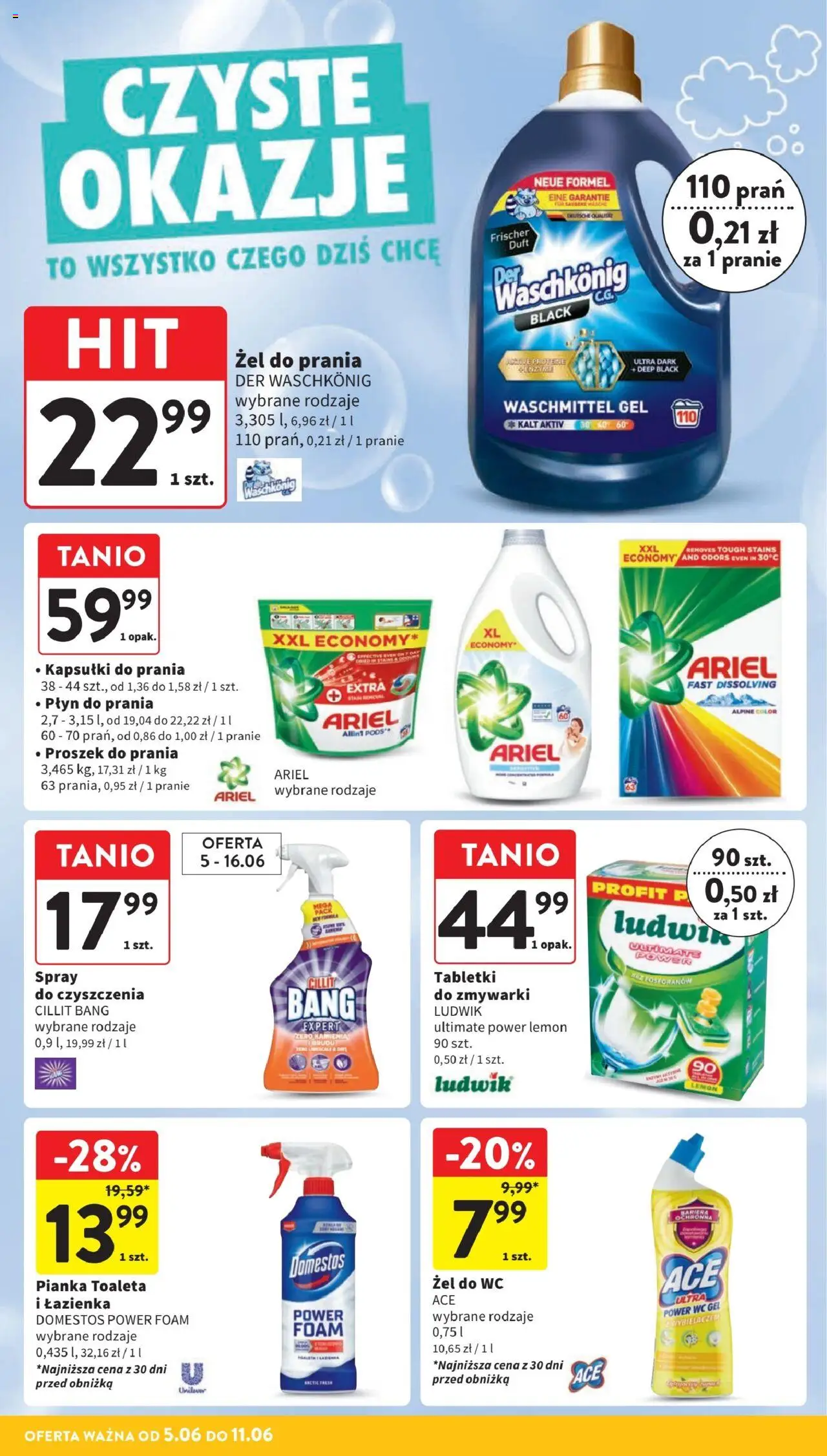 Intermarche Gazetka od 05.06.2025 | Strona: 38 | Produkty: Toaleta, Ariel, Proszek do prania, Detergent