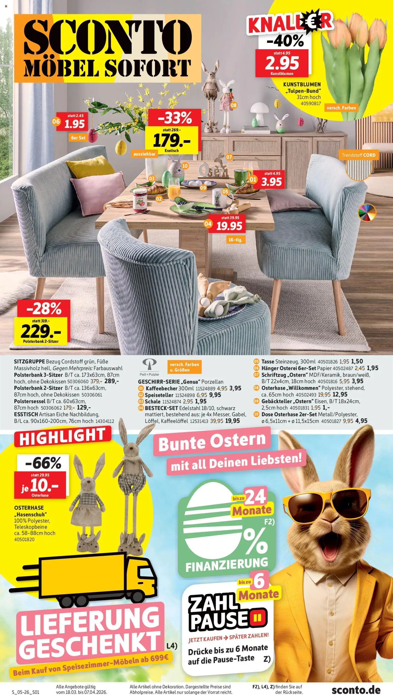 Sconto Prospekt Ostern – gültig ab 18.03.2026 | Seite: 1 | Produkte: Esstisch