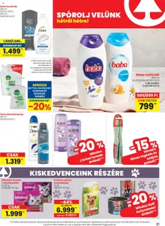 Spar akciós ujság - amely érvényes a következő dátumtól: 26.06.2025 | Oldal: 21 | Termékek: Macskaeledel, Whiskas, Aloe vera, Tusfürdő