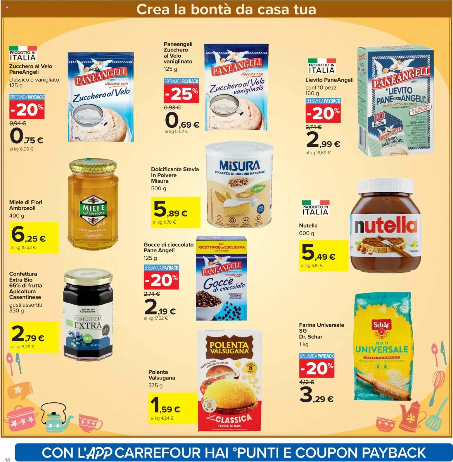 Volantino Carrefour del 02.12.2025 | Pagina: 14 | Prodotti: Dolcificante, Cioccolato, Frutta, Nutella