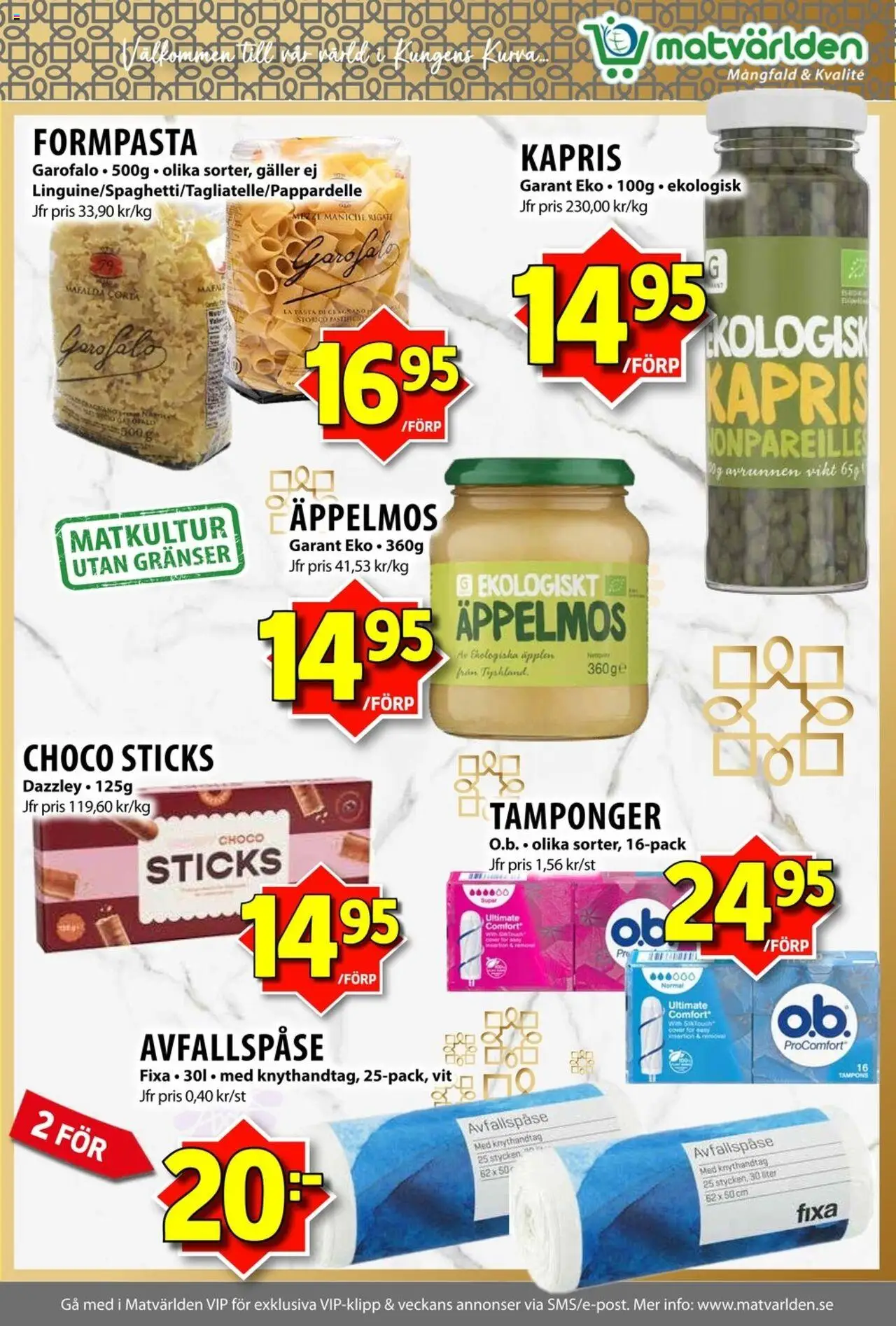 Matvärlden reklamblad aktuell från 08.09.2025 | Sida: 2 | Produkter: Galler, Kapris, Pasta