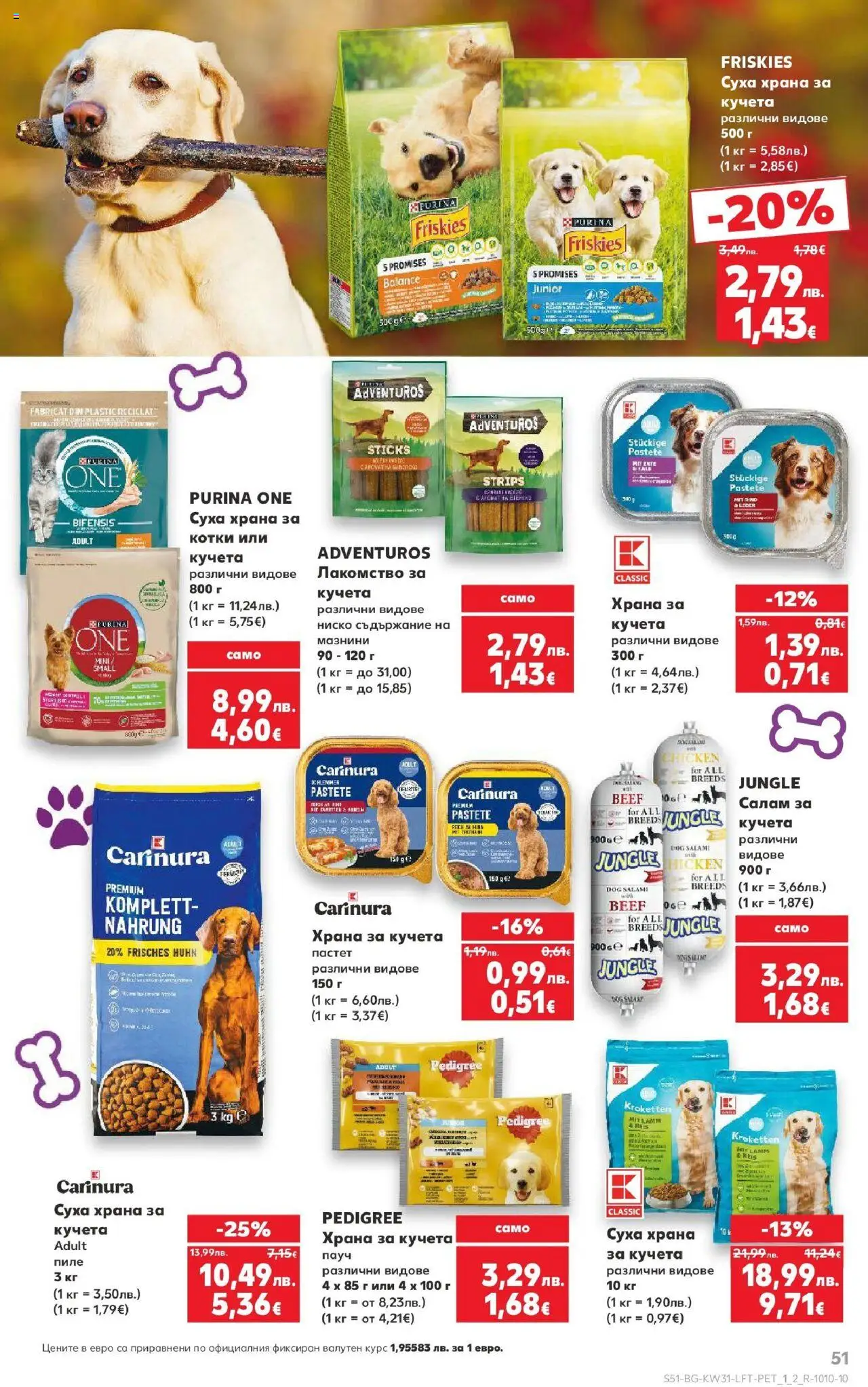  | Страница: 51 | Продукти: Салам, Пиле, Суха храна за кучета, Храна за кучета