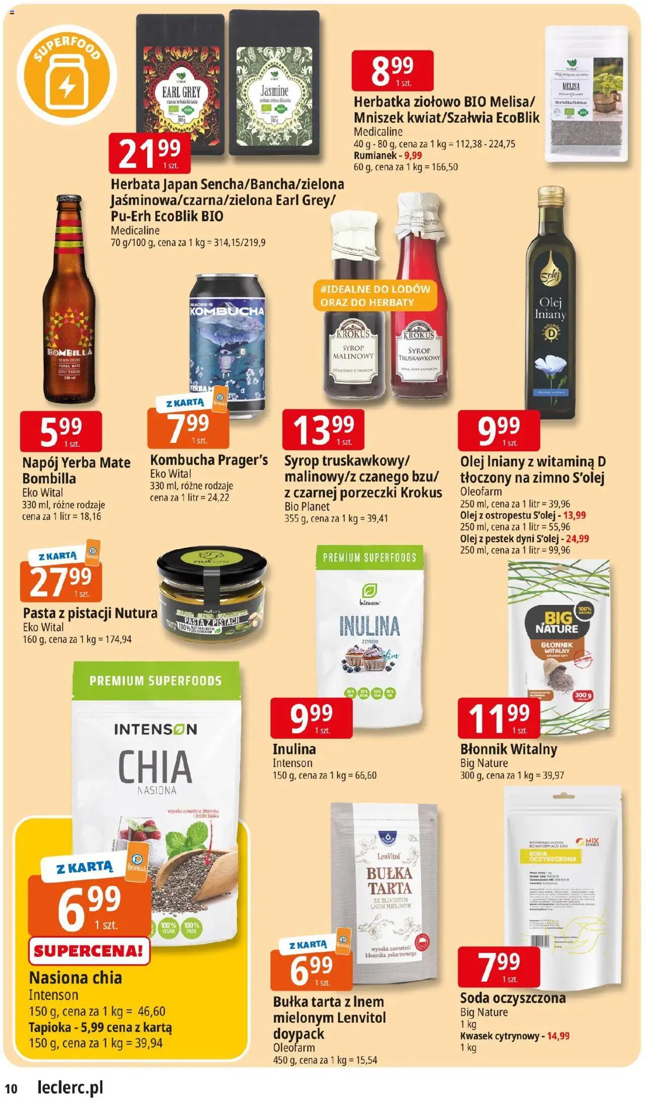 E.Leclerc Gazetka - Radom od 22.07.2025 | Strona: 10 | Produkty: Nasiona, Bułka, Olej, Yerba mate