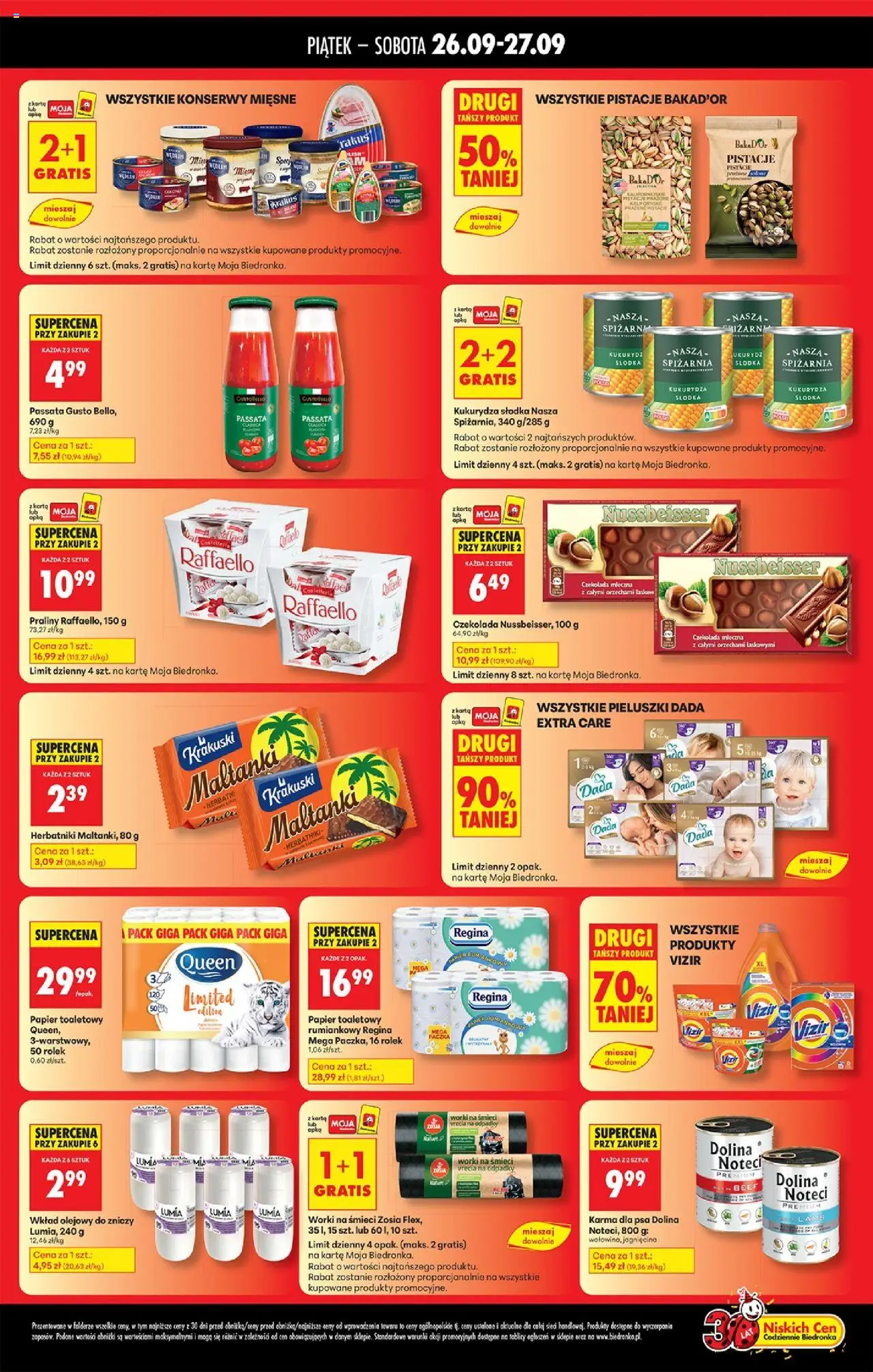 Biedronka gazetka - Tani weekend od 26.09.2025 | Strona: 2 | Produkty: Papier toaletowy, Kukurydza, Herbatniki, Karma dla psa
