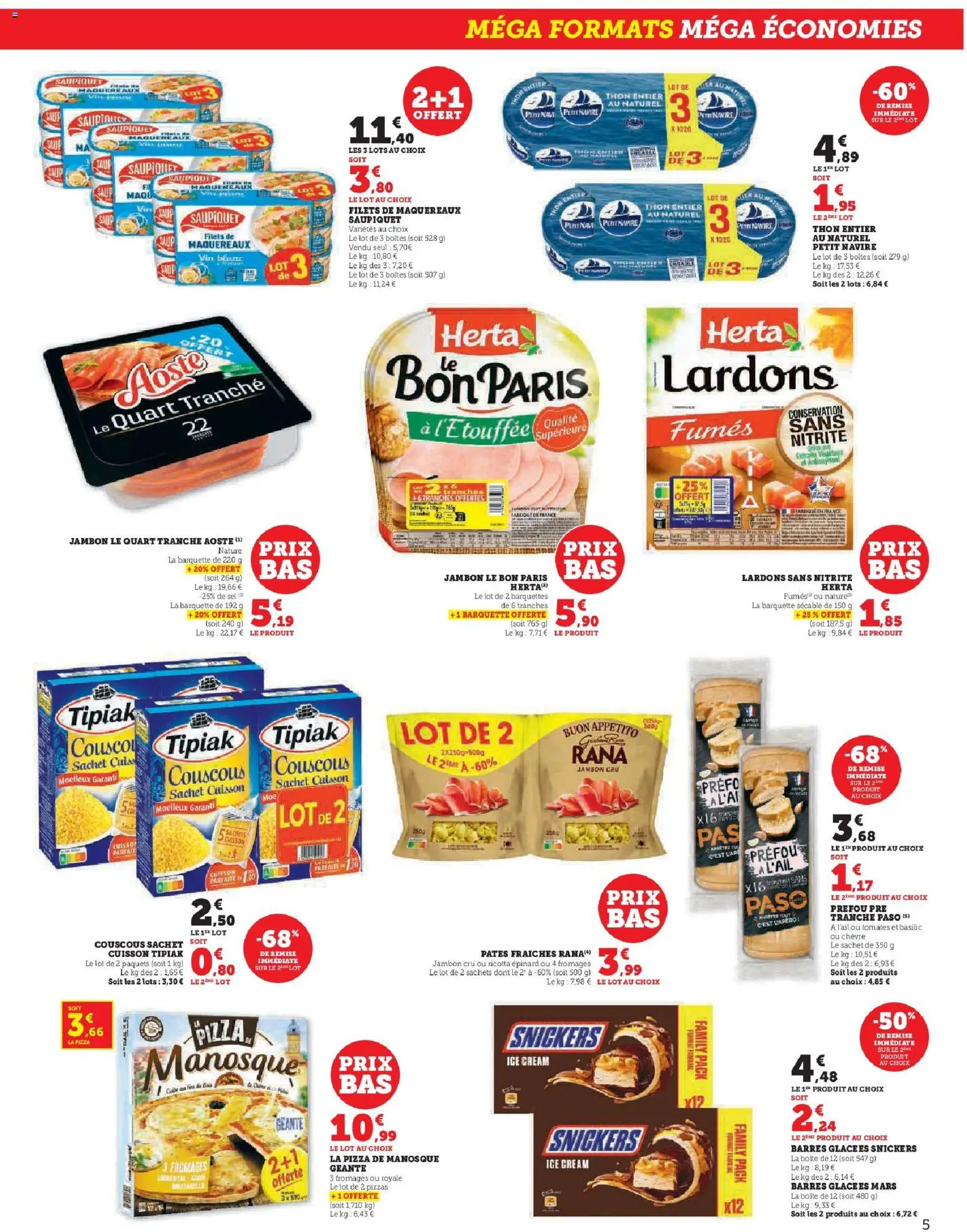 {H1} | Page: 5 | Produits: Jambon Cru, Pizza, Ricotta, Pâtes