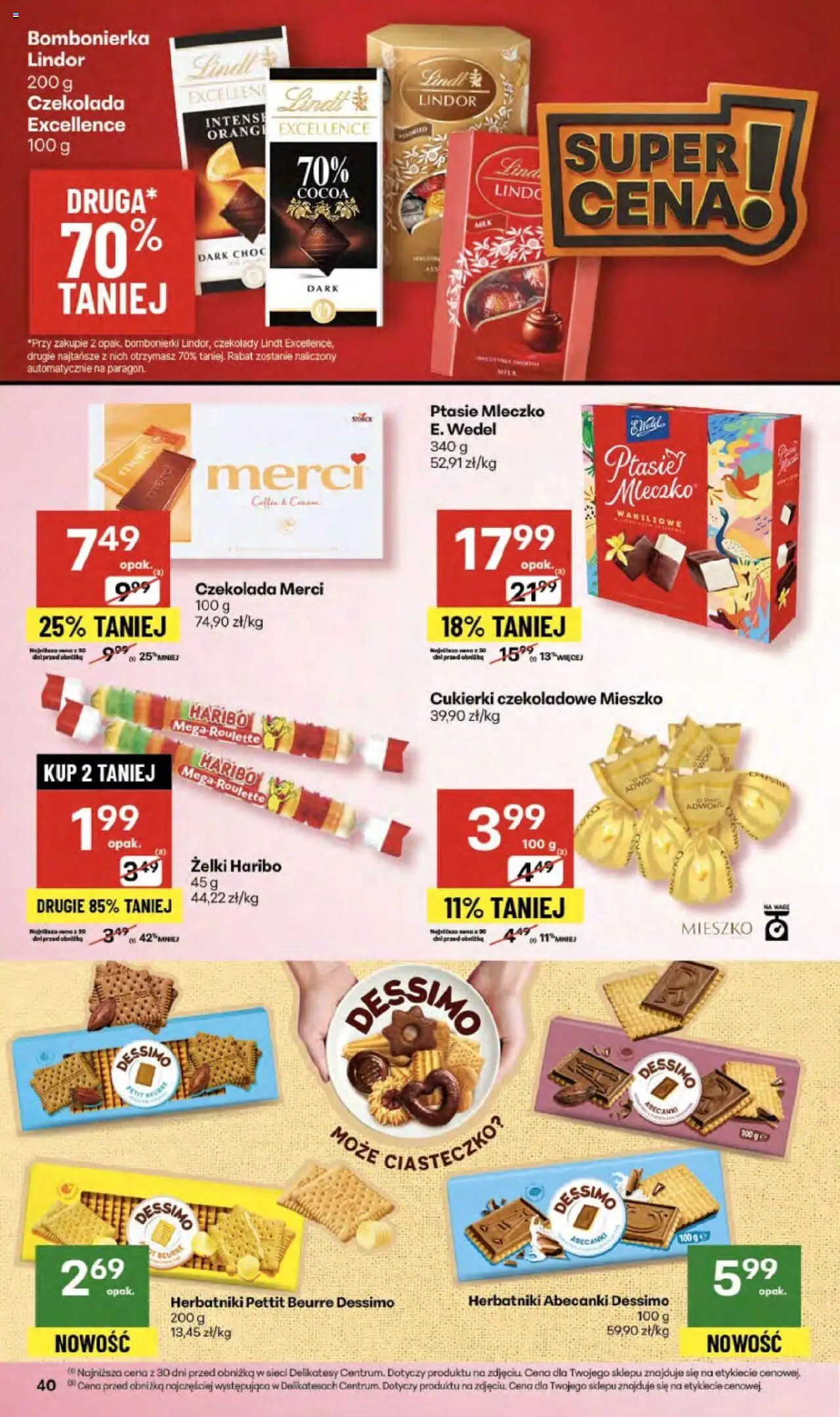 Delikatesy Centrum Gazetka - Sklepy Własne od 18.09.2025 | Strona: 40 | Produkty: Czekolada merci, Bombonierka, Ptasie mleczko, Czekolada