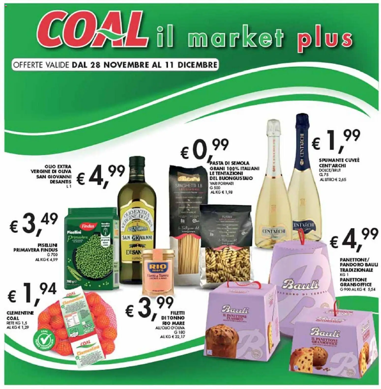 Volantino Coal del 28.11.2025 | Pagina: 1 | Prodotti: Olio, Pasta, Panettone, Spumante