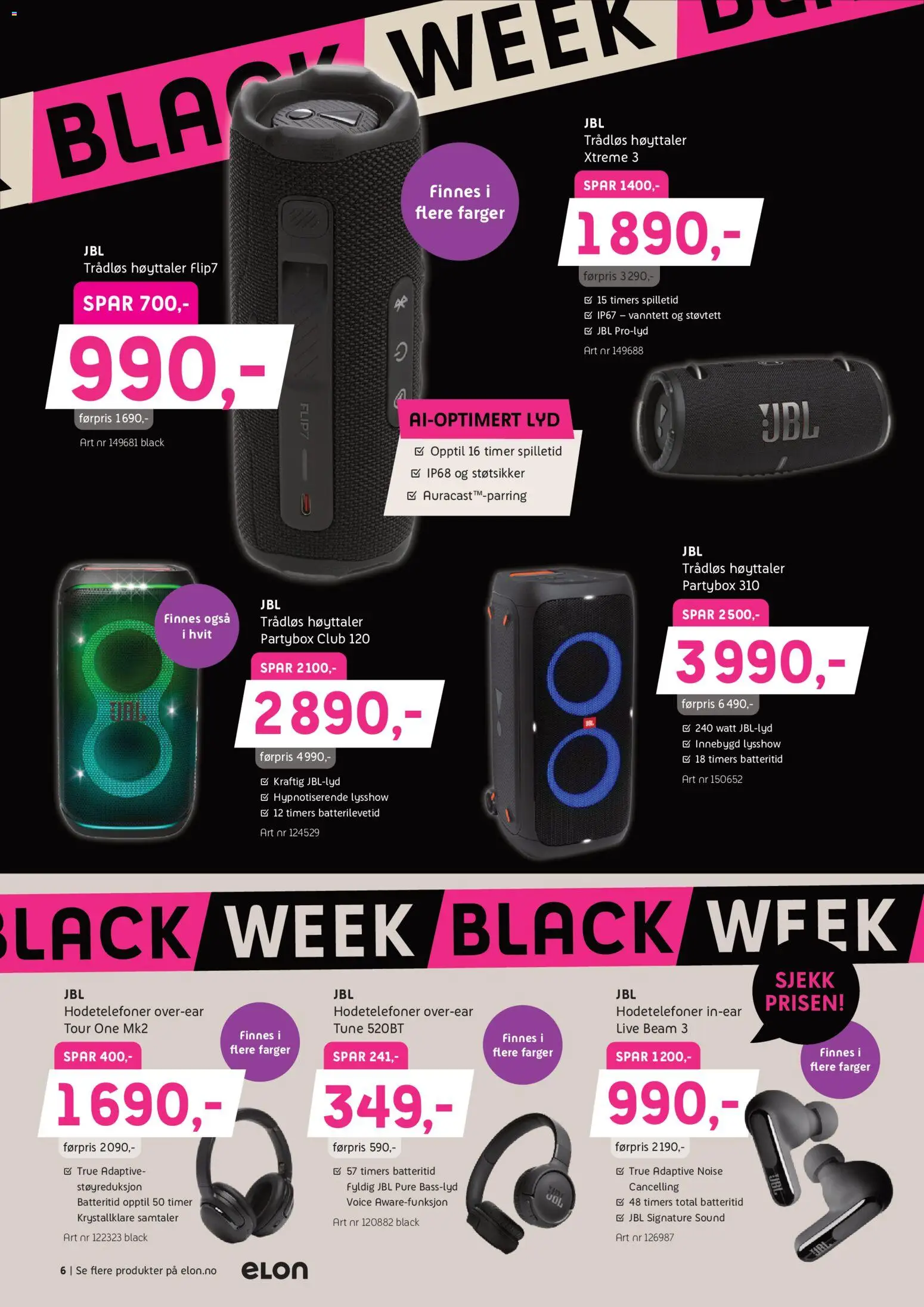 {H1} | Side: 6 | Produkter: Lyd, Hodetelefoner, Høyttaler