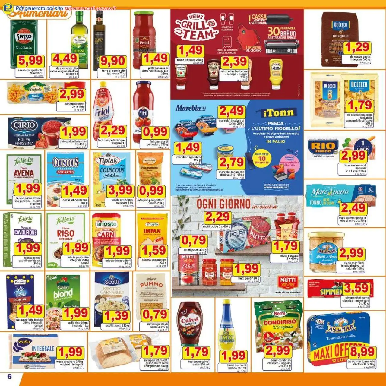 Volantino Pewex del 06.08.2025 | Pagina: 6 | Prodotti: Tonno, Mutti passata, Mais, Salsa barbecue