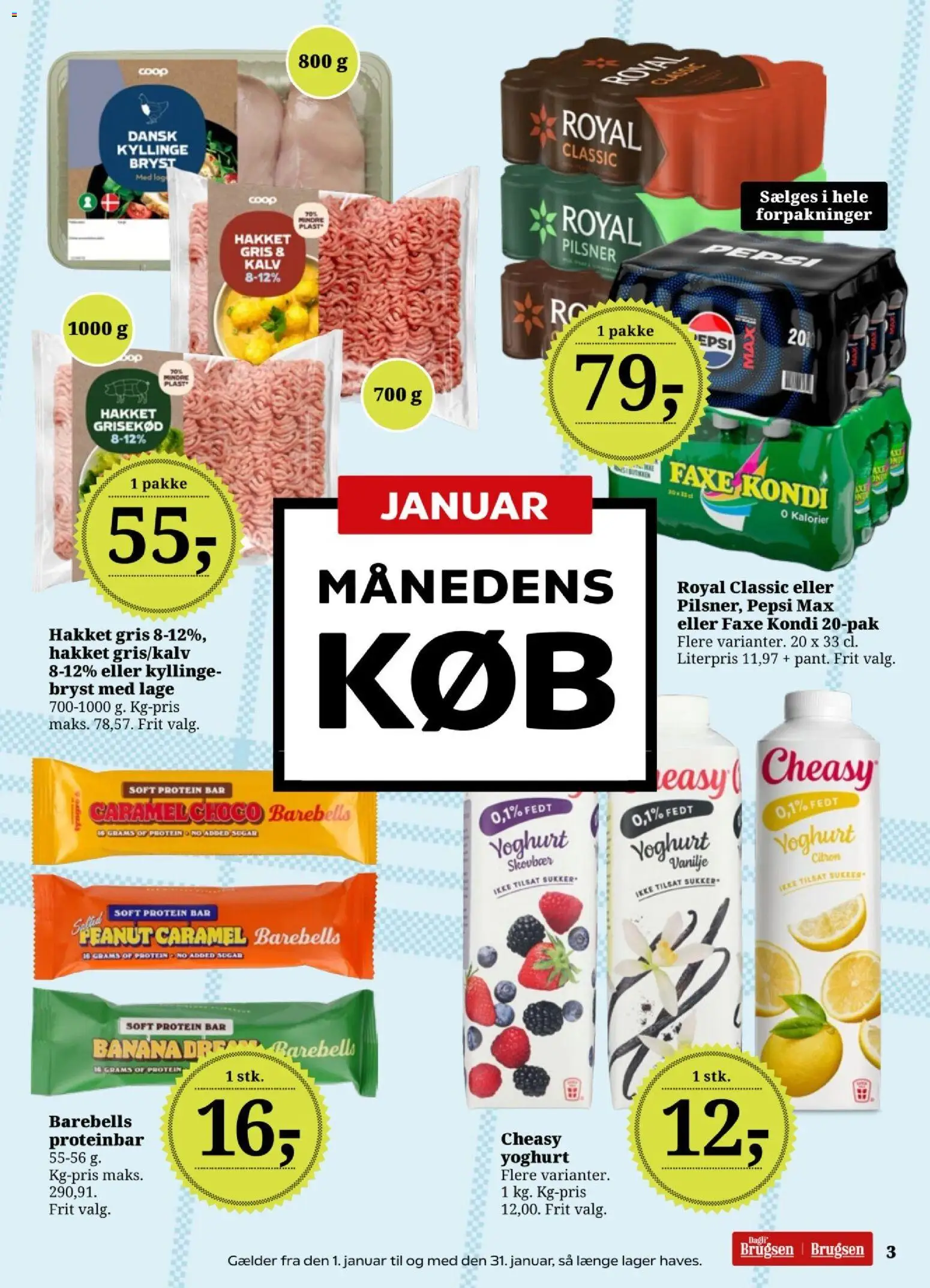 Dagli'Brugsen tilbudsavis – gyldig fra 02.01.2026 | Side: 3 | Produkter: Løg, Faxe Kondi, Vanilje, Pepsi Max