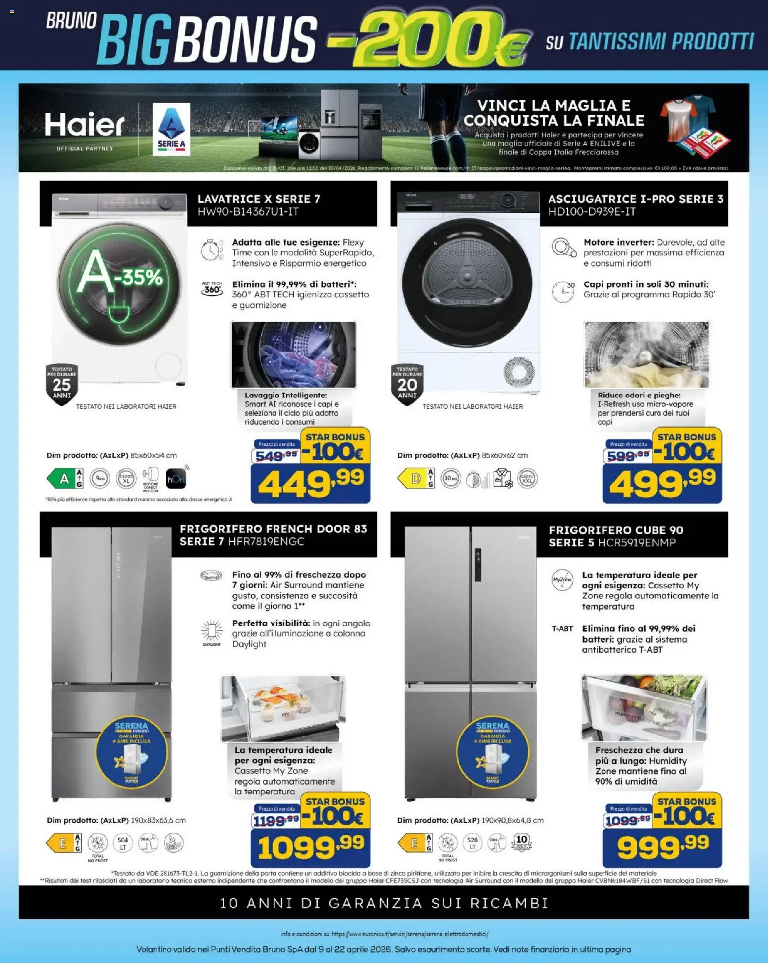 Volantino BRUNO del 09.04.2026 | Pagina: 35 | Prodotti: Lavatrice, Asciugatrice, Frigorifero