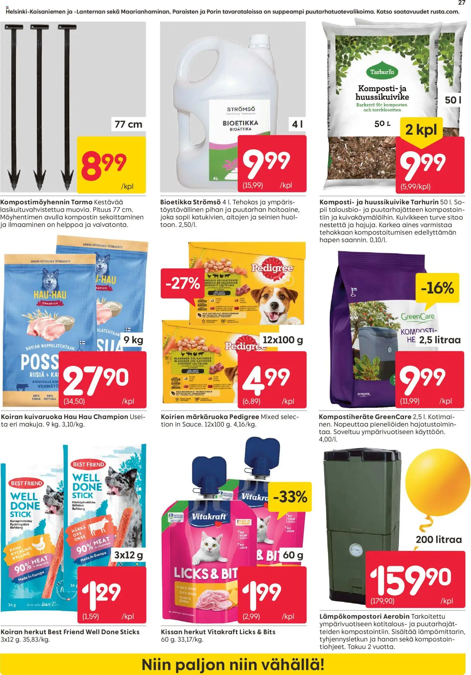 Rusta tarjoukset – voimassa 13.04.2026 alkaen | Sivu: 27 | Tuotteet: Kana, Koiran herkut, Komposti, Kinkku