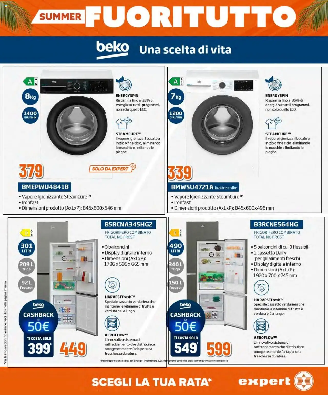 Volantino Expert del 30.07.2025 | Pagina: 5 | Prodotti: Frutta, Lavatrice, Frigorifero, Frigorifero combinato