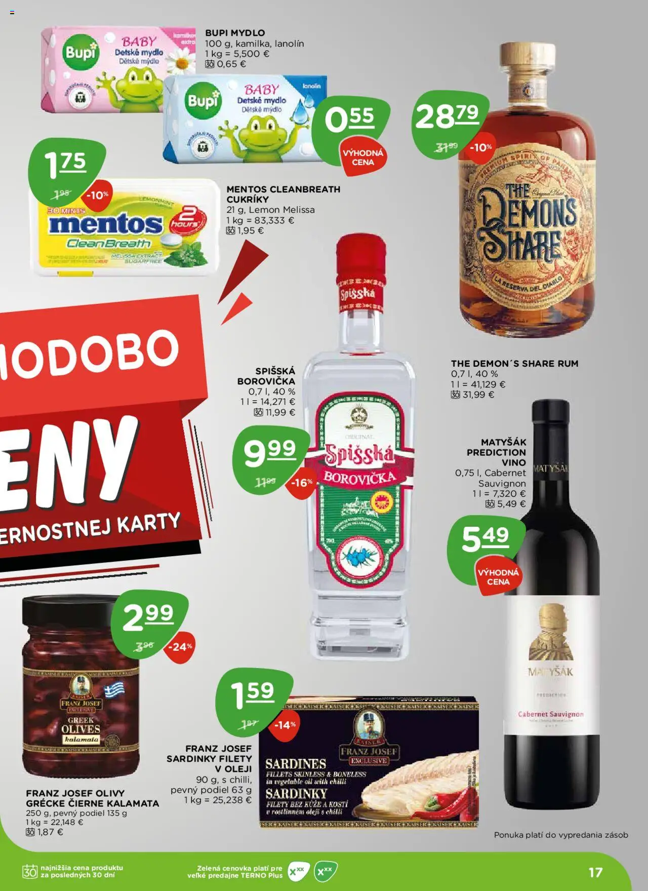 Terno leták │ platný od 07.08.2025 | Strana: 17 | Produkty: Borovička, Mydlo, Cukríky, Rum