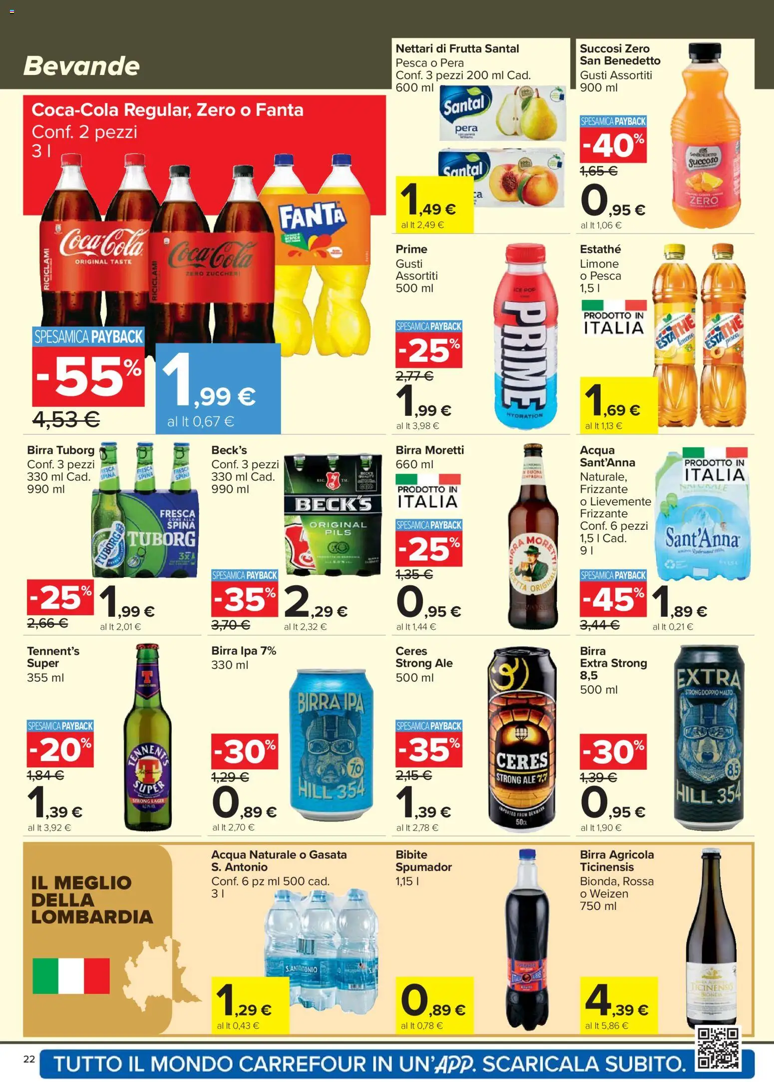 Volantino Carrefour del 24.03.2026 | Pagina: 22 | Prodotti: Pesca, Ceres, Acqua naturale, Bibite