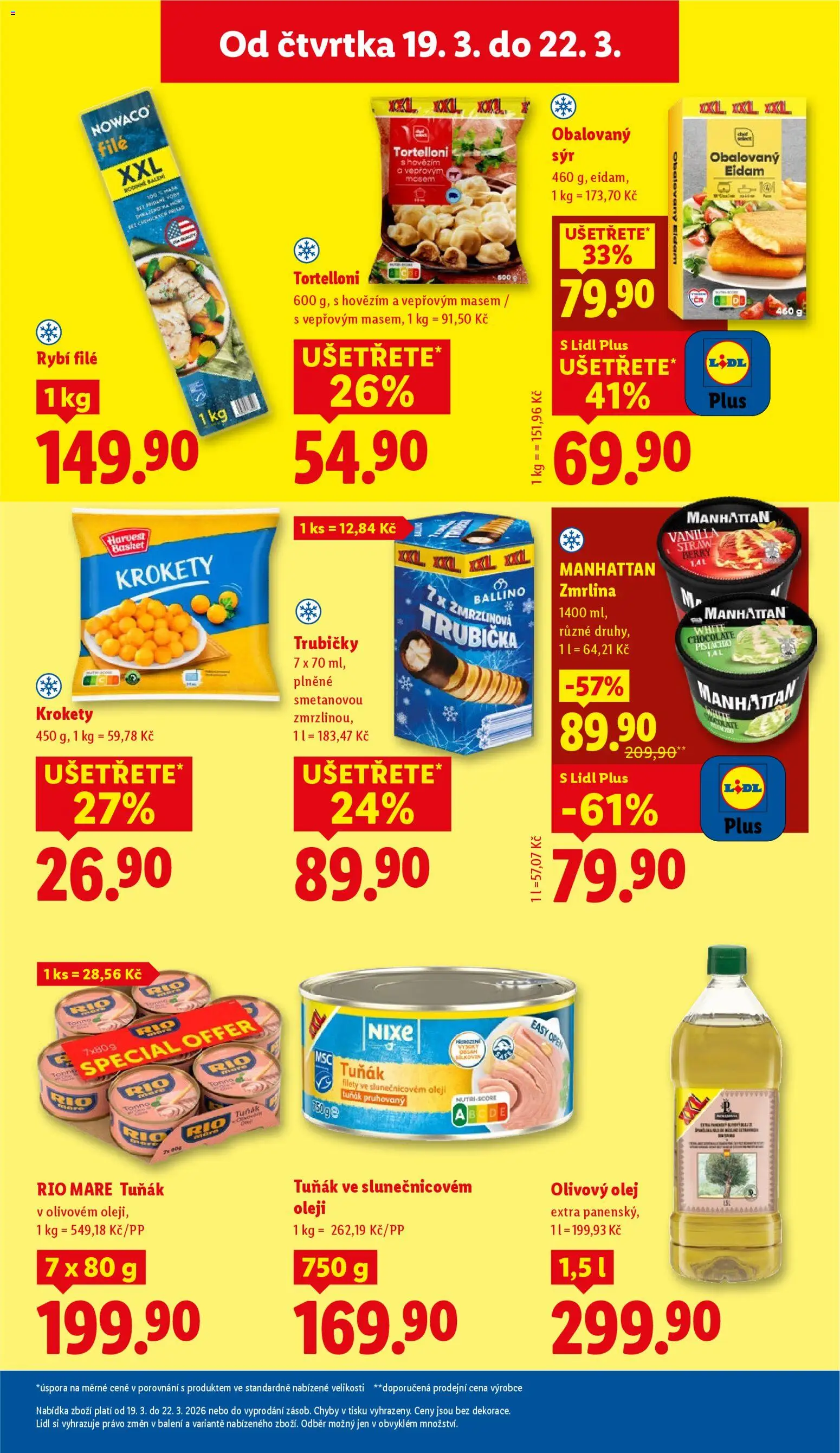 Lidl leták od 19.03.2026 | Strana: 19 | Produkty: Krokety, Olivový olej, Eidam, Manhattan