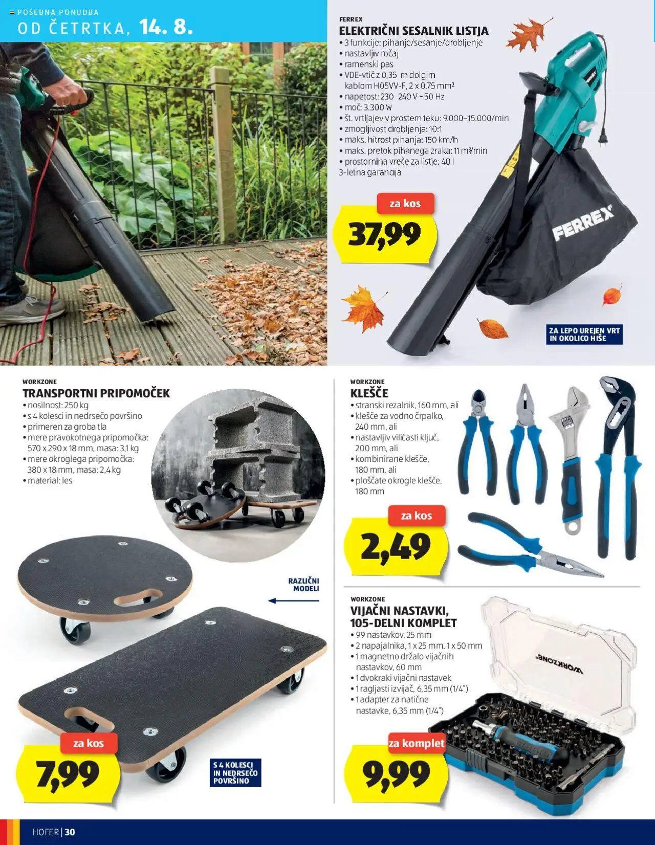 Hofer katalog │ velja od 07.08.2025 | Stran: 30 | Izdelki: Adapter, Kos, Sesalnik, Pas
